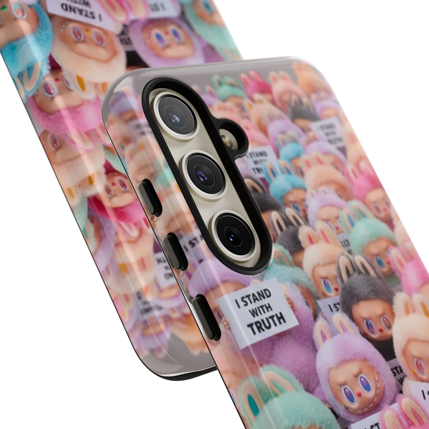 Cute Labubu  Phone Case — "I Stand With Truth" Pastel Doll Design