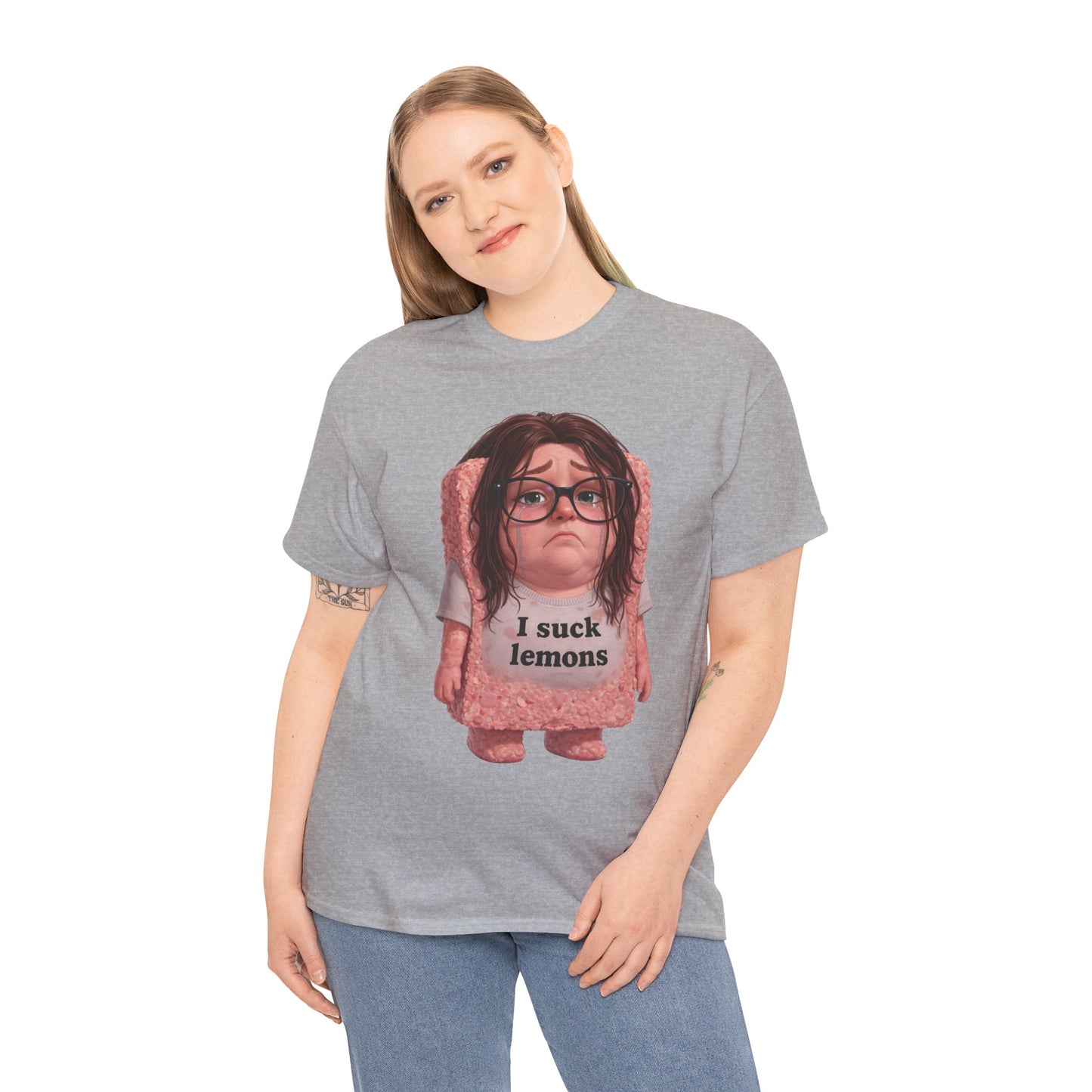 Graphic Tee — Cute Sad SPAM  Character with 'I suck lemons' Slogan