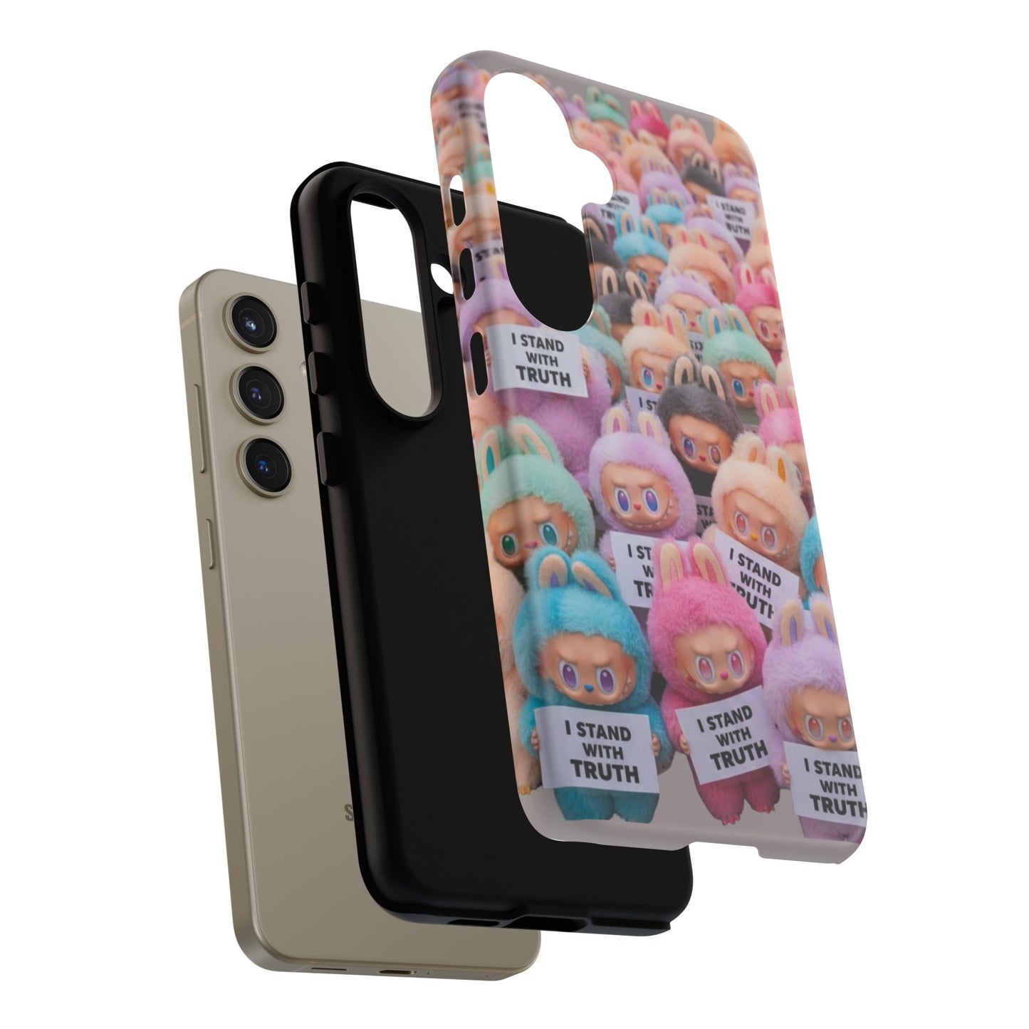 Cute Labubu  Phone Case — "I Stand With Truth" Pastel Doll Design