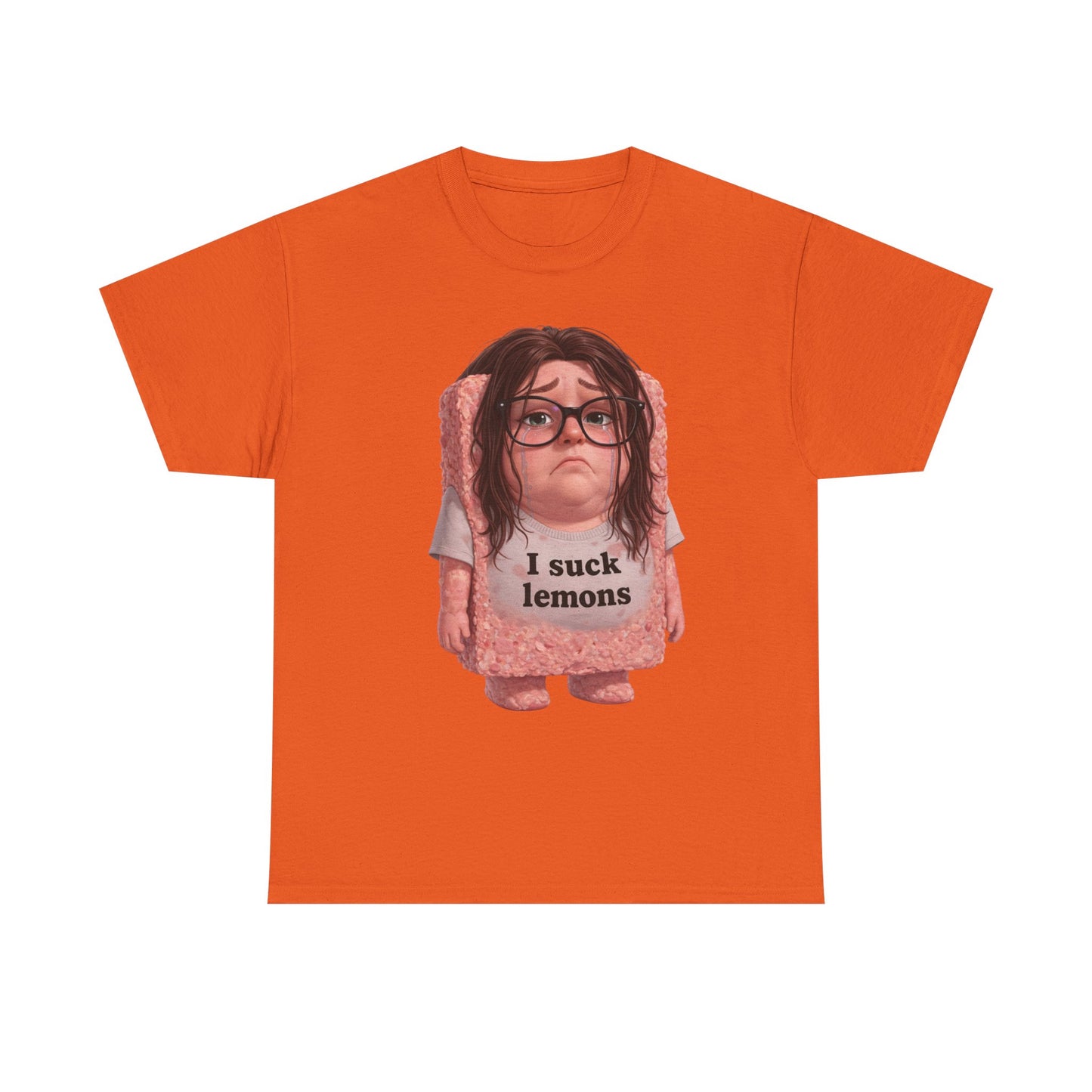 Graphic Tee — Cute Sad SPAM  Character with 'I suck lemons' Slogan