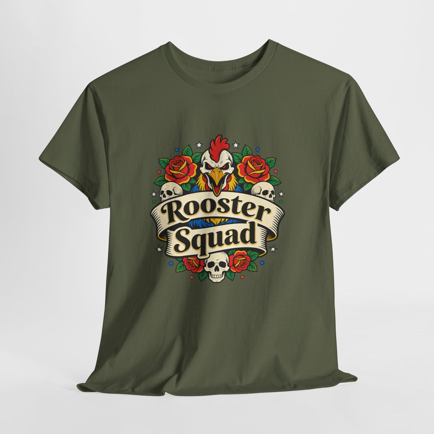 Rooster Squad T-Shirt — Vintage Tattoo Floral Rooster Tee