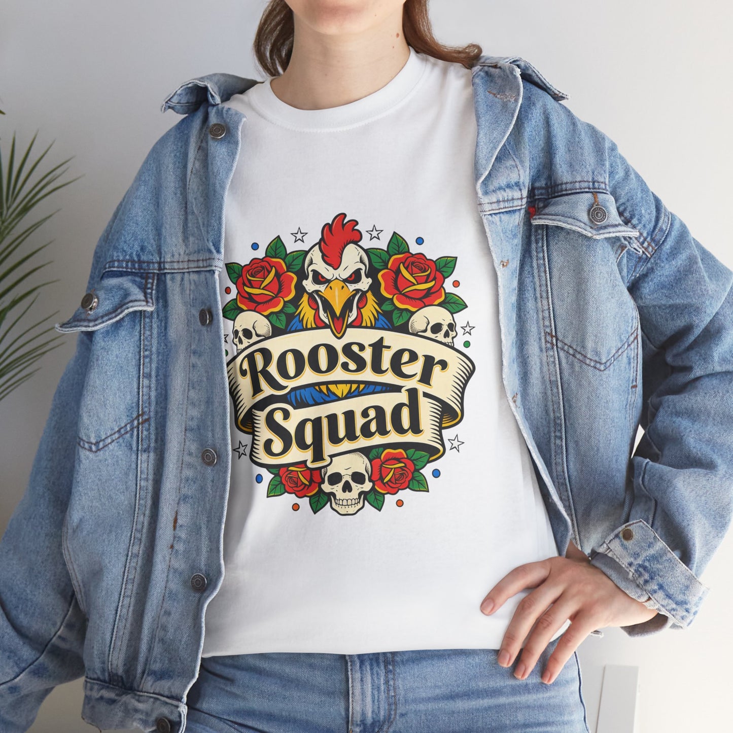 Rooster Squad T-Shirt — Vintage Tattoo Floral Rooster Tee