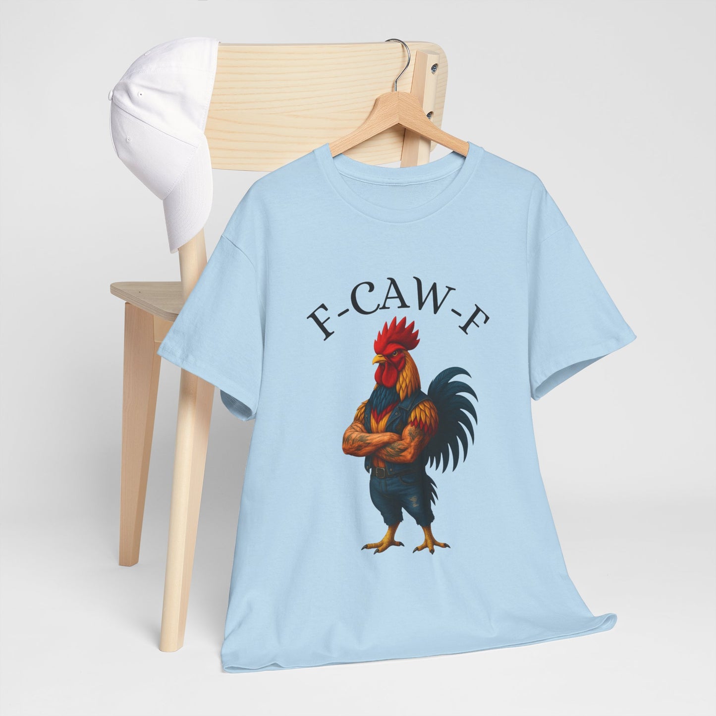 F-CAW-F Rooster Graphic Tee — Funny Rooster Illustration Shirt