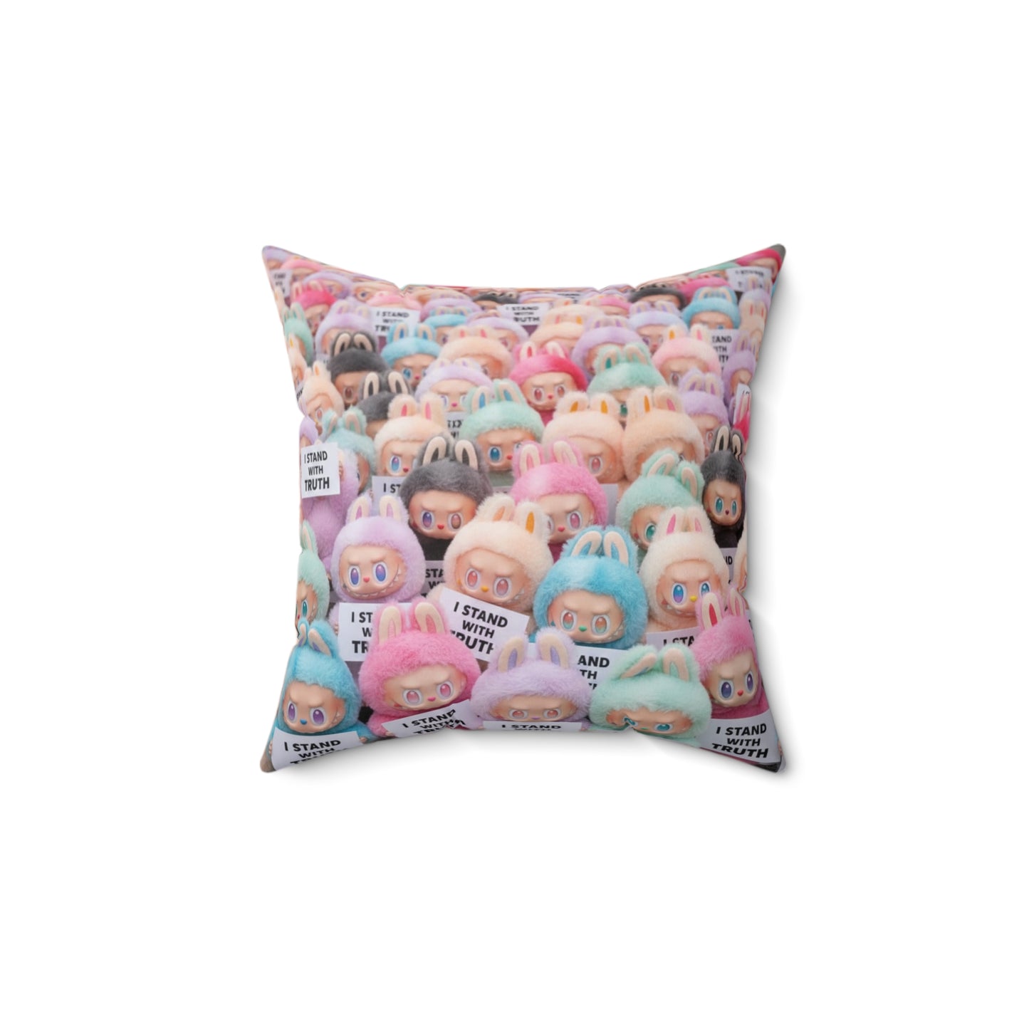Cute LABUBU Decorative Pillow — "I Stand With Truth"