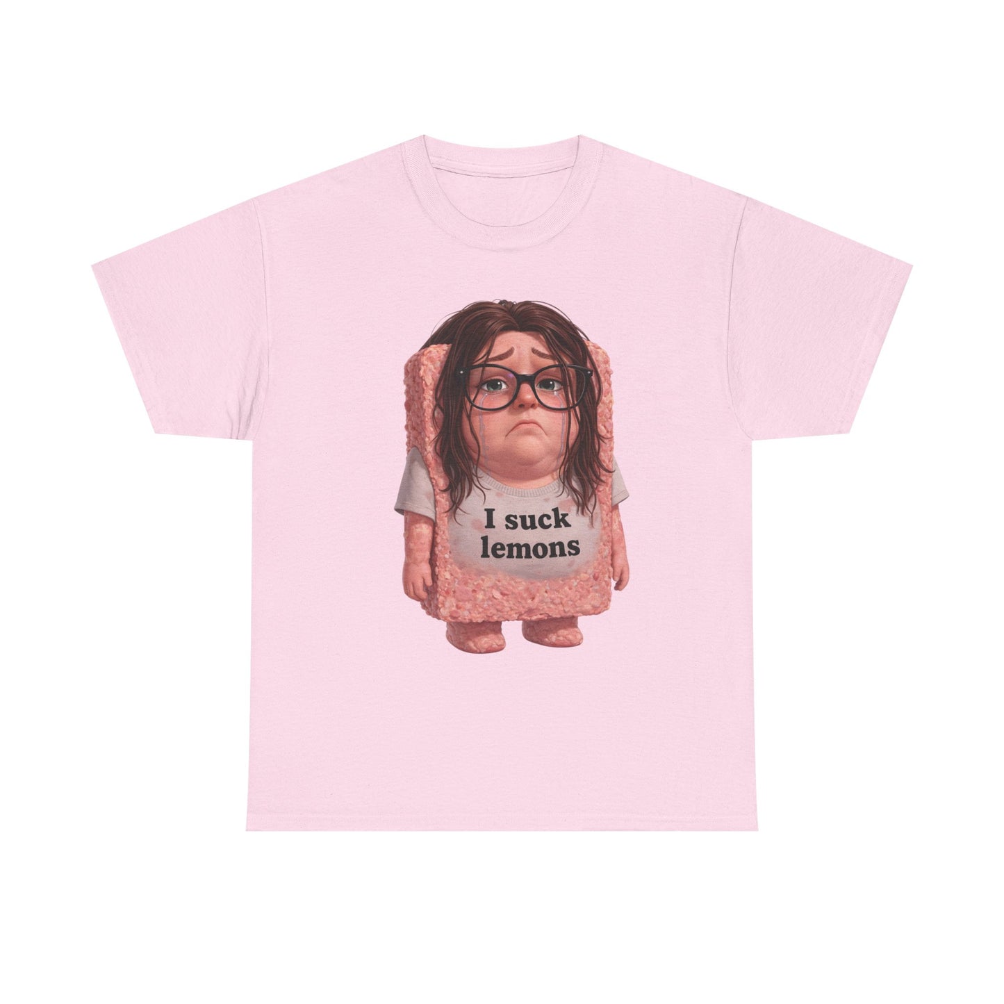 Graphic Tee — Cute Sad SPAM  Character with 'I suck lemons' Slogan