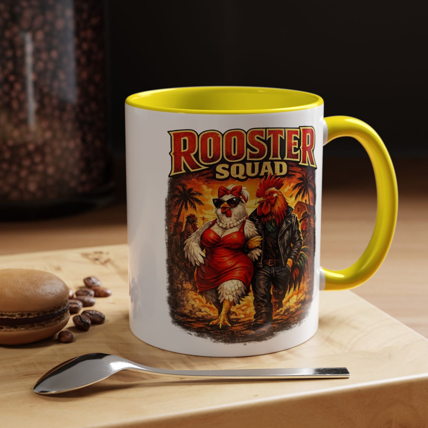 BIG ROOSTER ENERGY: Rooster Squad Coffee Mug – Retro Tropical Rooster Couple Accent Mug (11/15oz)