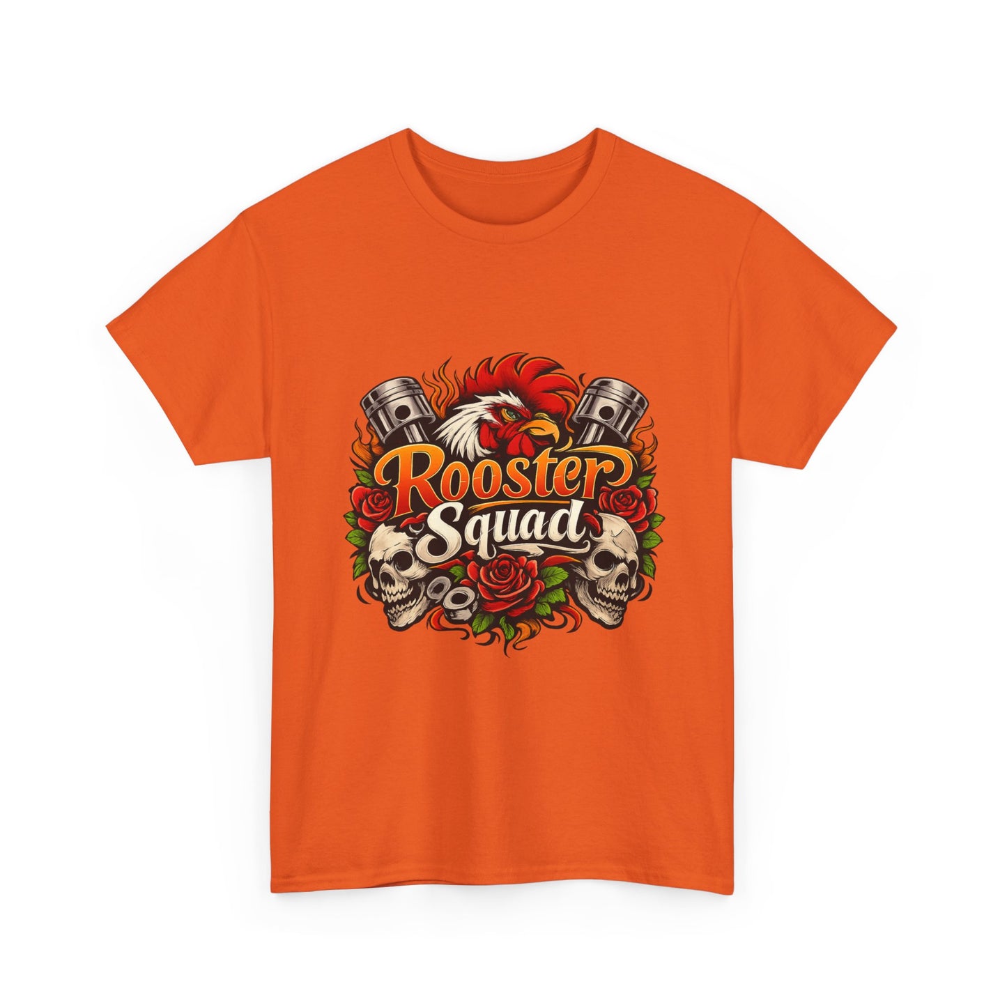 Rooster Squad Graphic Tee — Retro Skull & Pistons Vintage Motorcycle Shirt