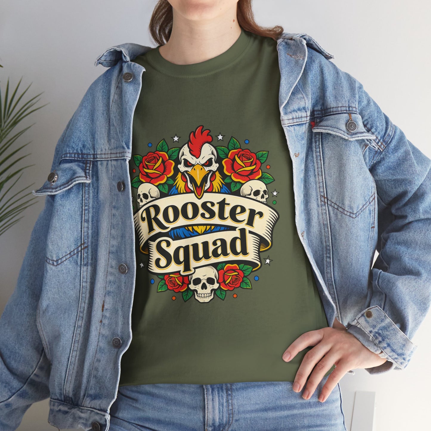 Rooster Squad T-Shirt — Vintage Tattoo Floral Rooster Tee