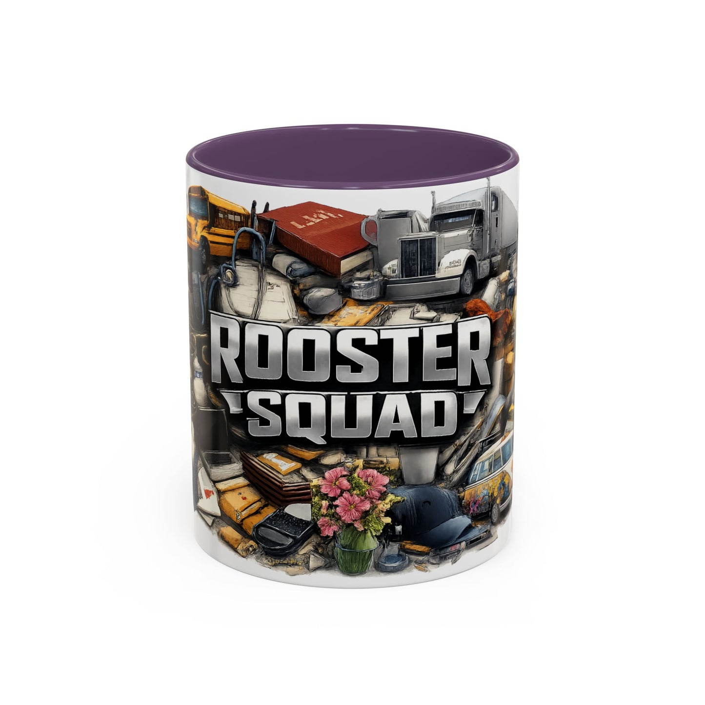 Rooster Squad Accent Coffee Mug — 'Rooster Squad, Loud and Proud' Bright Ceramic Mug