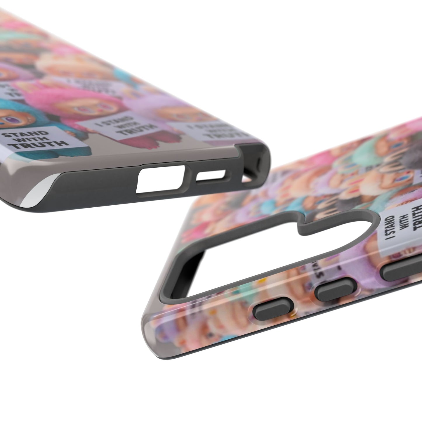 Cute Labubu  Phone Case — "I Stand With Truth" Pastel Doll Design