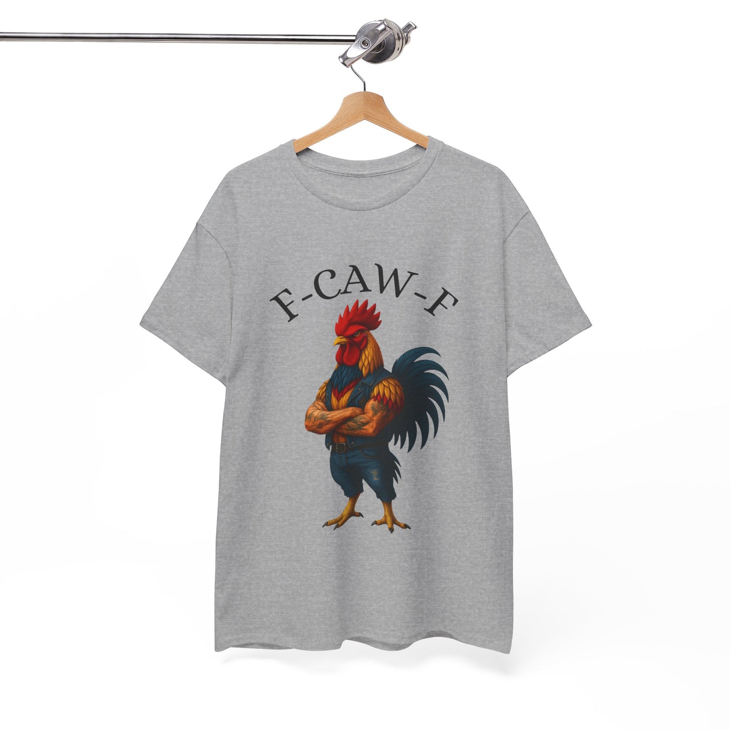 F-CAW-F Rooster Graphic Tee — Funny Rooster Illustration Shirt