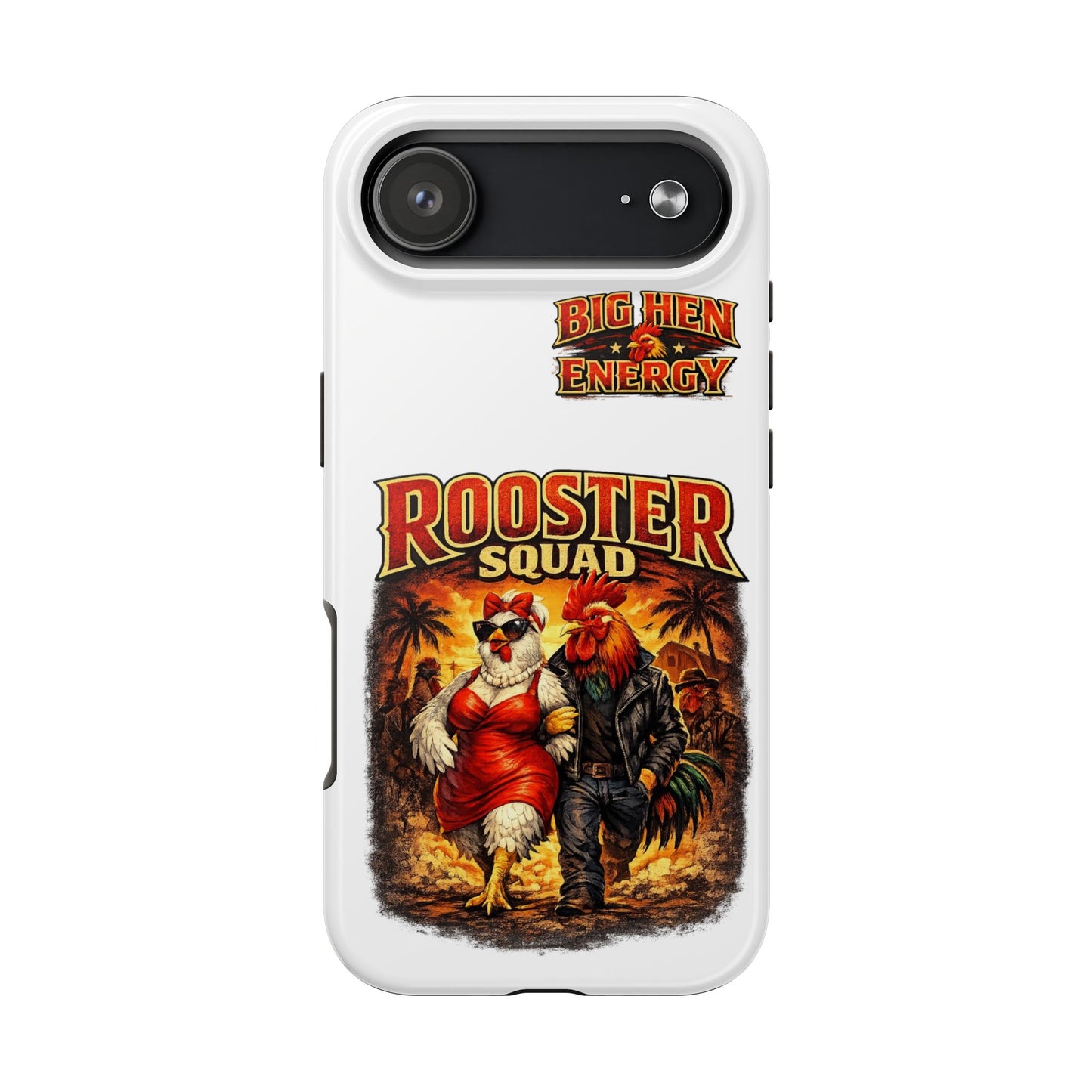 Rooster Squad Tough Phone Case – "Big Hen Energy" Retro Chicken Couple Design