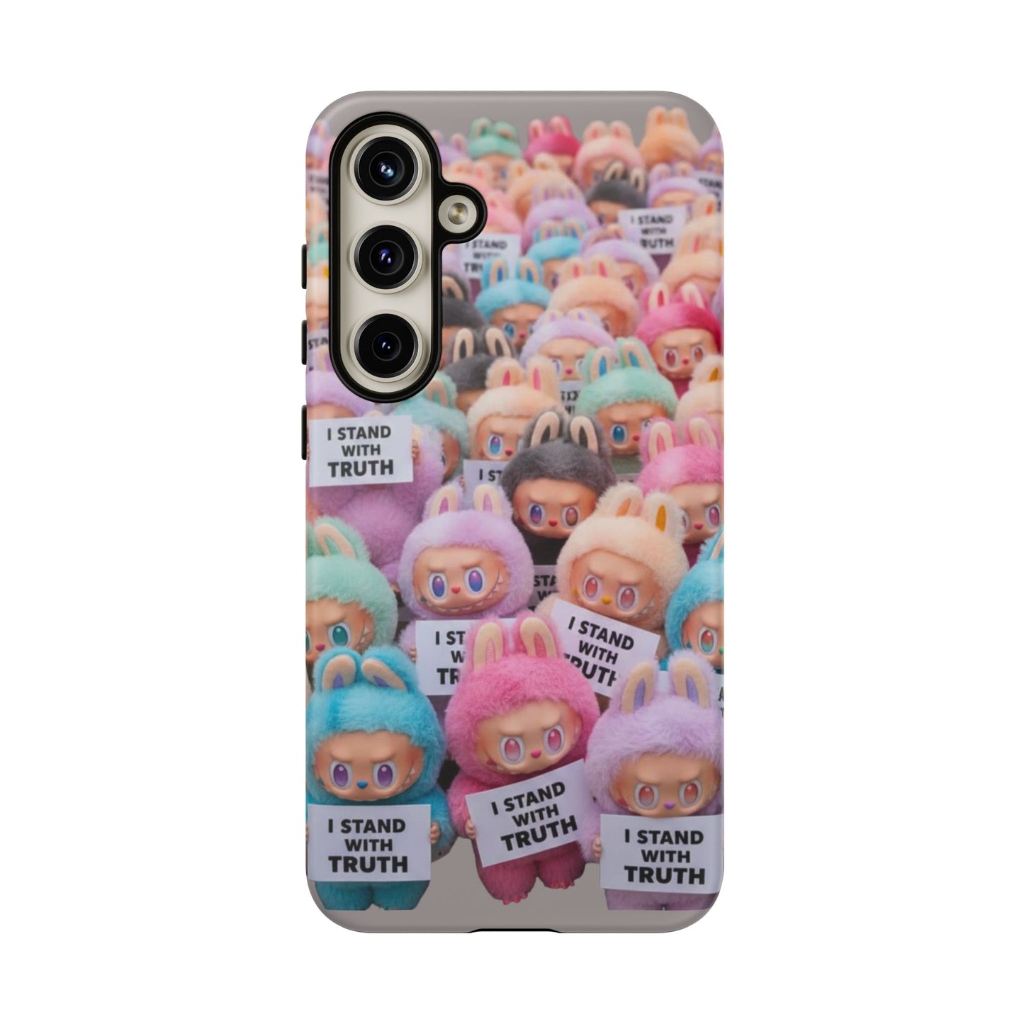 Cute Labubu  Phone Case — "I Stand With Truth" Pastel Doll Design