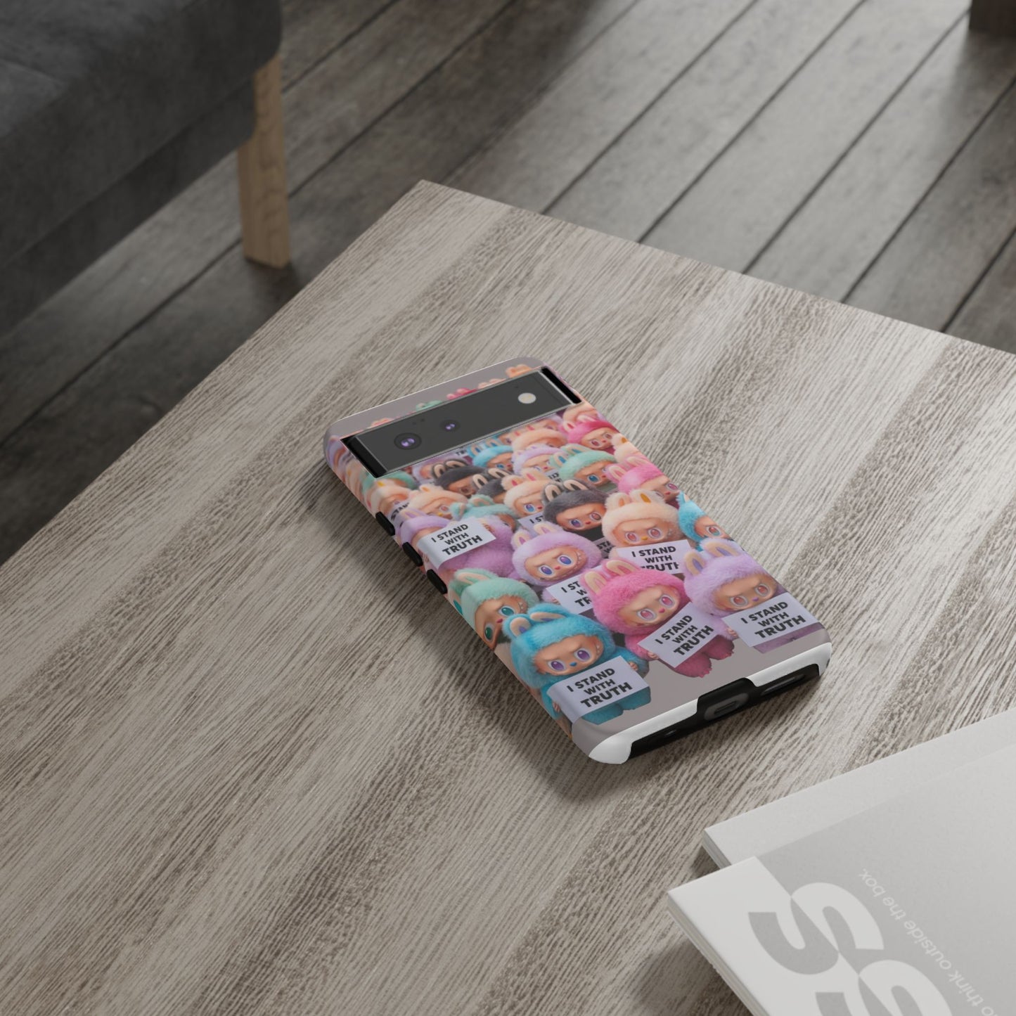 Cute Labubu  Phone Case — "I Stand With Truth" Pastel Doll Design