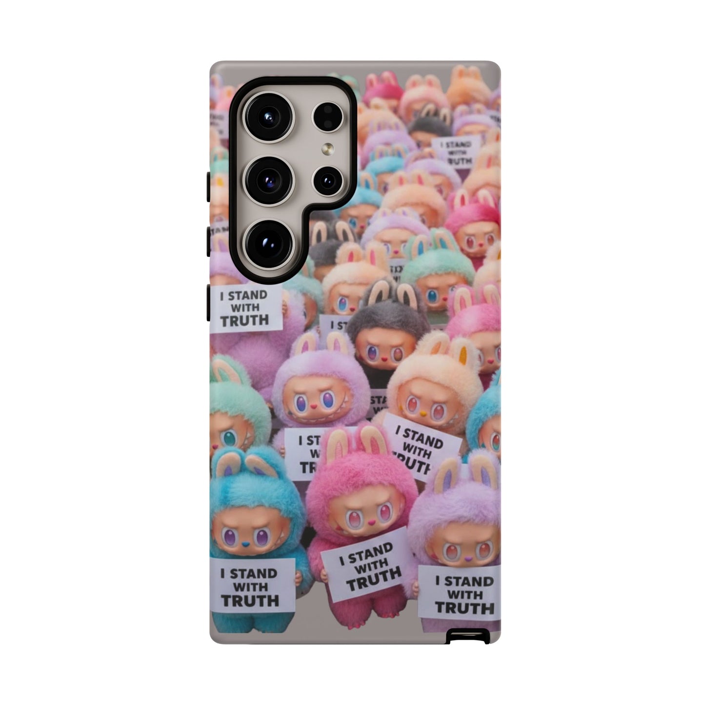 Cute Labubu  Phone Case — "I Stand With Truth" Pastel Doll Design