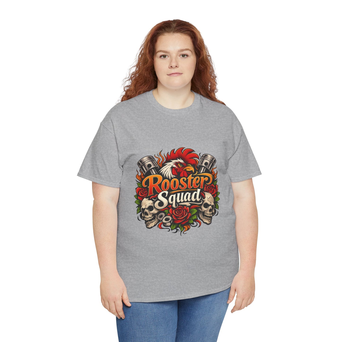 Rooster Squad Graphic Tee — Retro Skull & Pistons Vintage Motorcycle Shirt