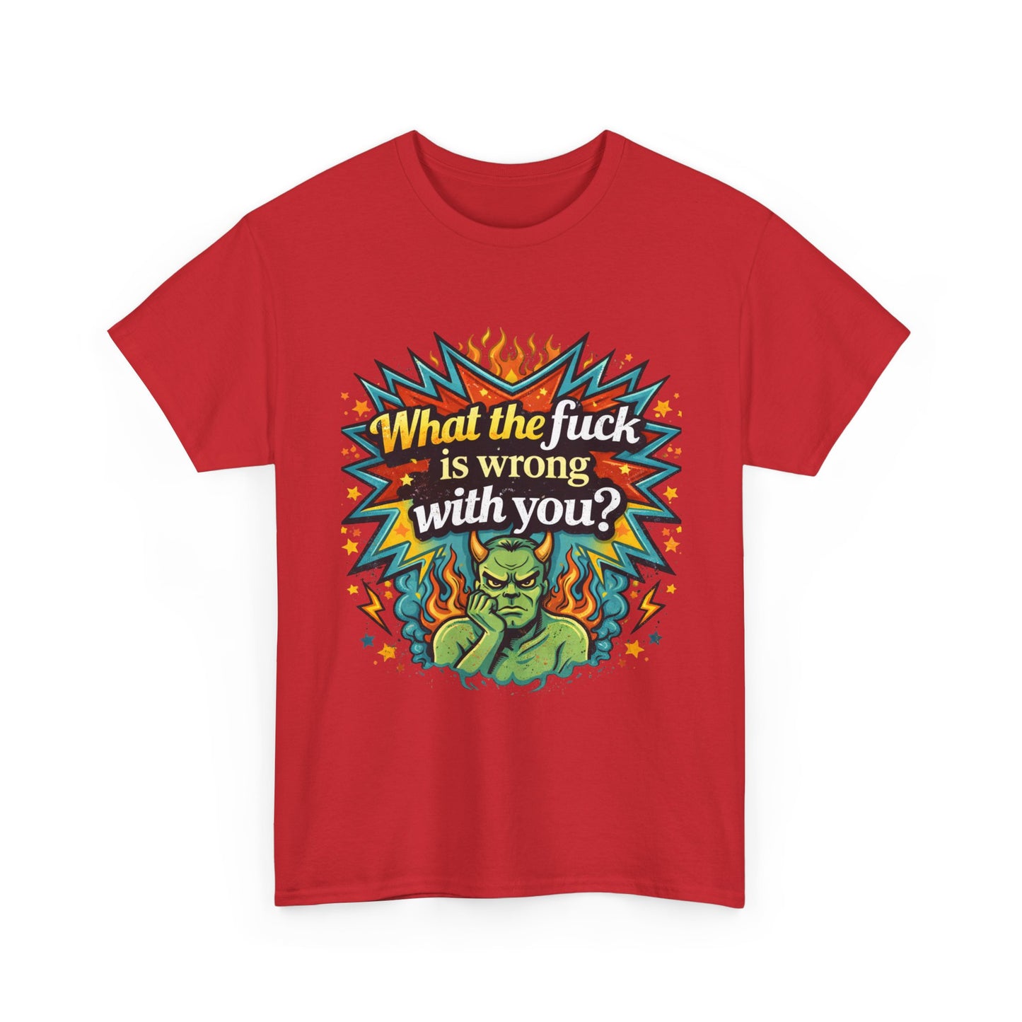 Graphic Tee — "What the F**k Is Wrong With You?" Retro Demon Design