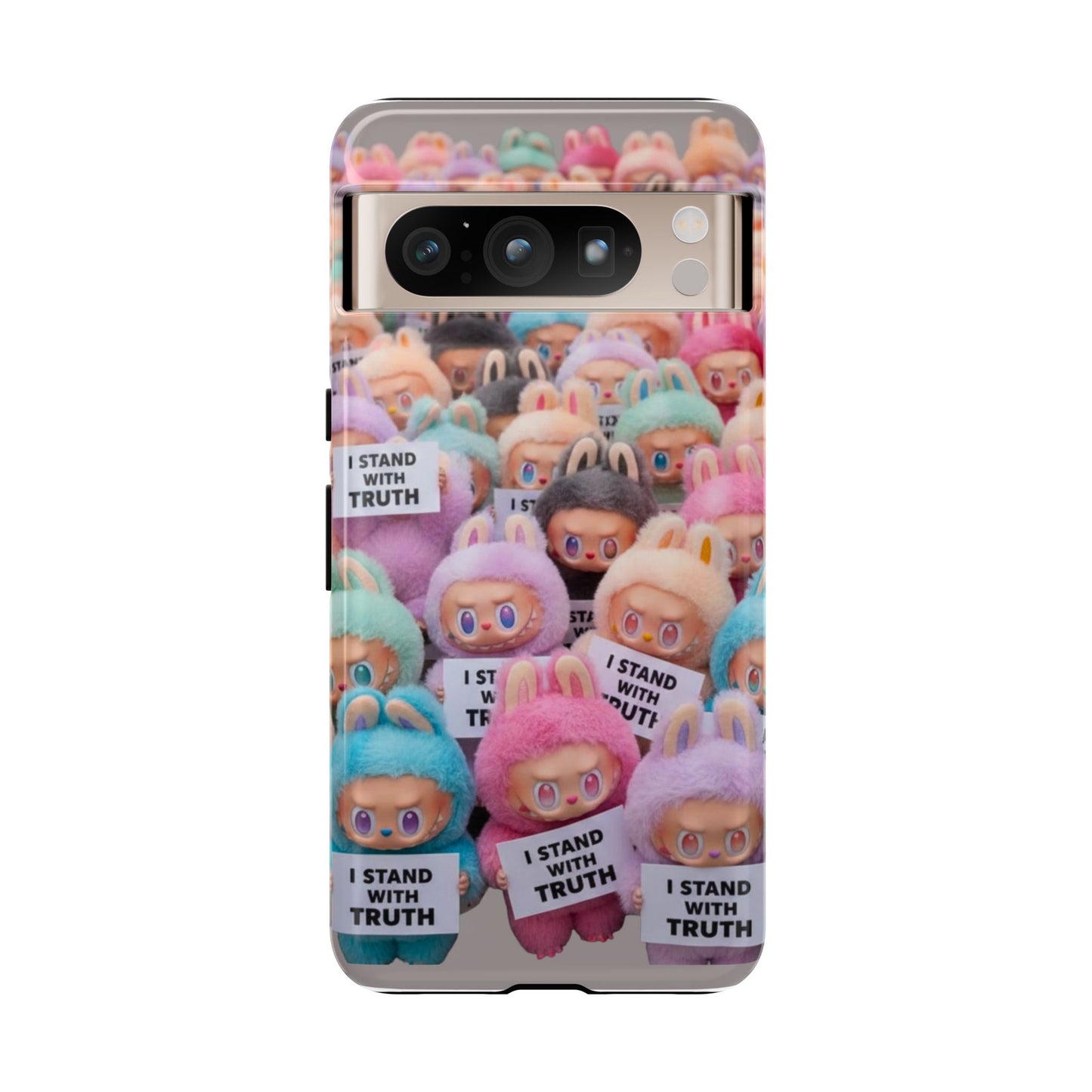 Cute Labubu  Phone Case — "I Stand With Truth" Pastel Doll Design