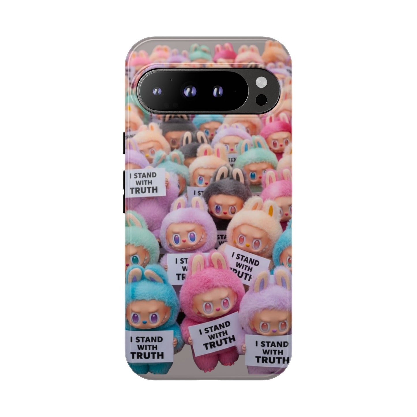 Cute Labubu  Phone Case — "I Stand With Truth" Pastel Doll Design