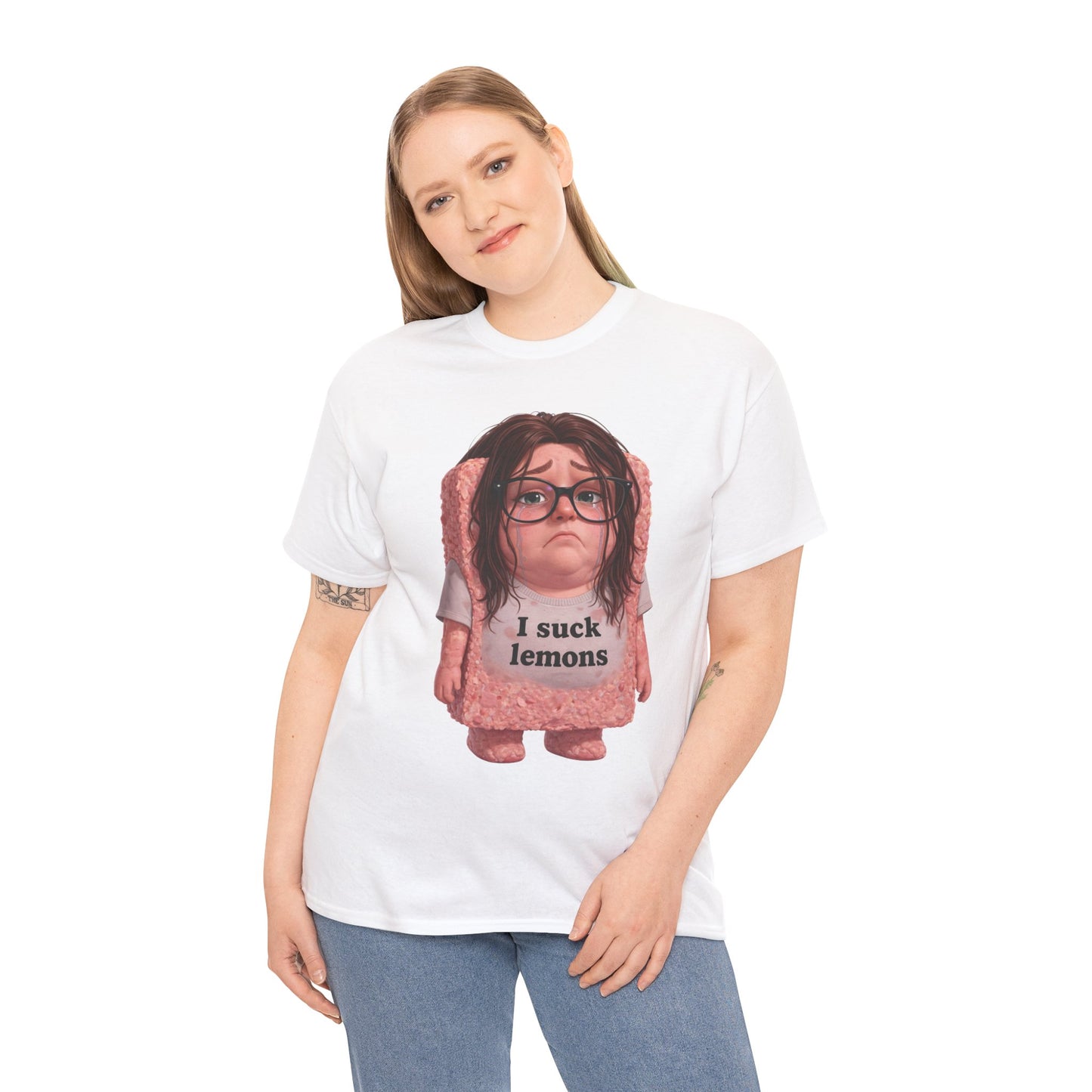 Graphic Tee — Cute Sad SPAM  Character with 'I suck lemons' Slogan