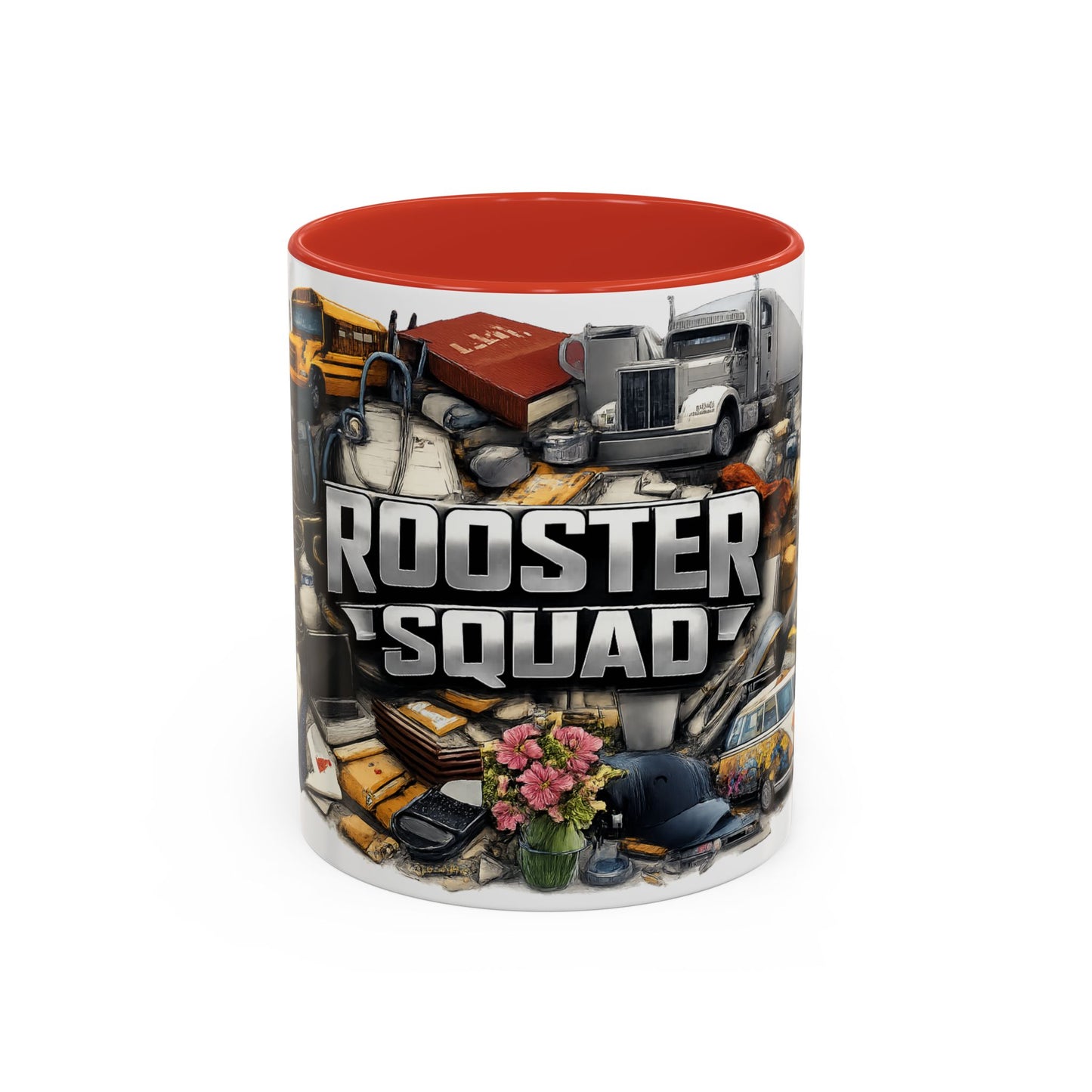 Rooster Squad Accent Coffee Mug — 'Rooster Squad, Loud and Proud' Bright Ceramic Mug
