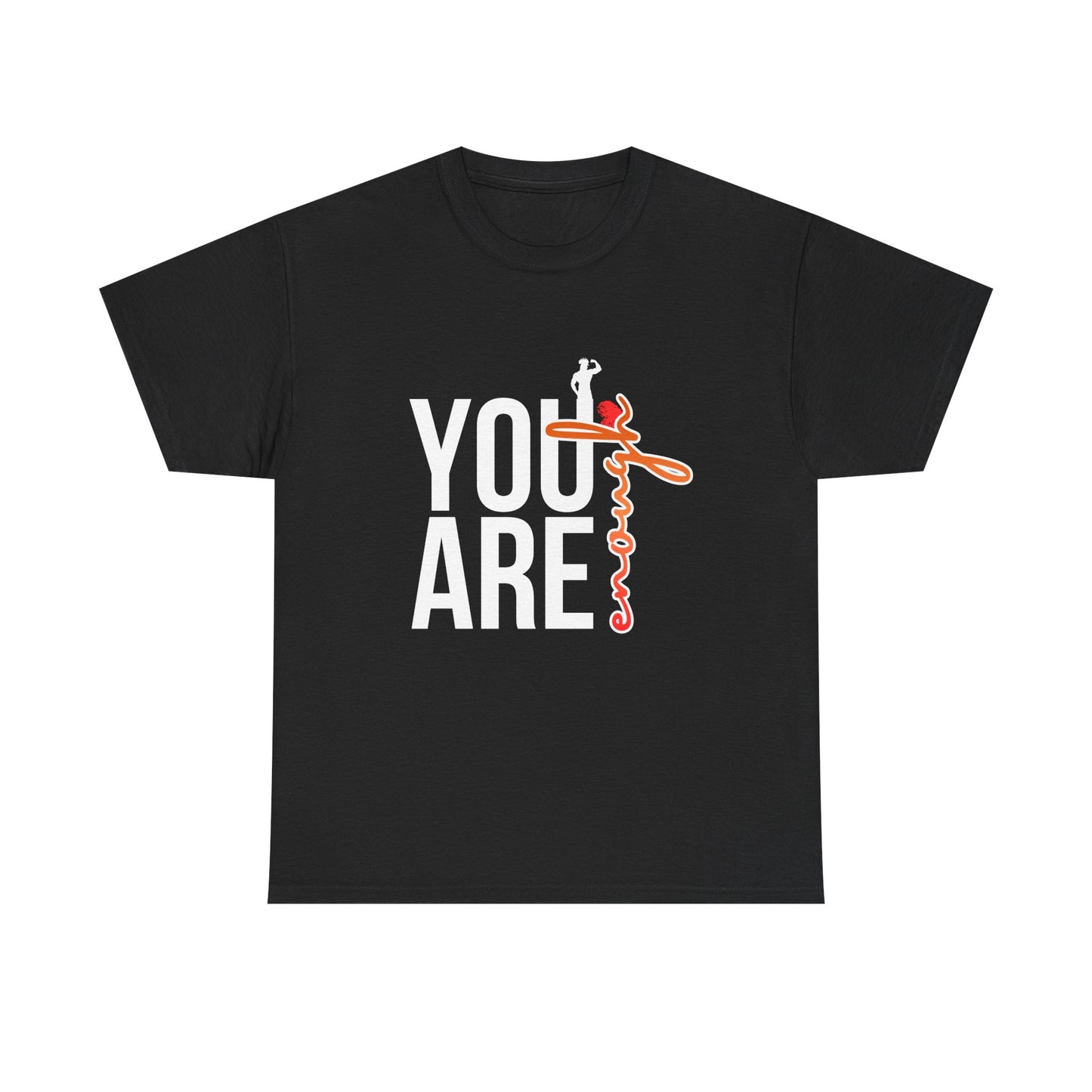 Enough Vertical Script Tee — Minimal Motivational Graphic T-Shirt