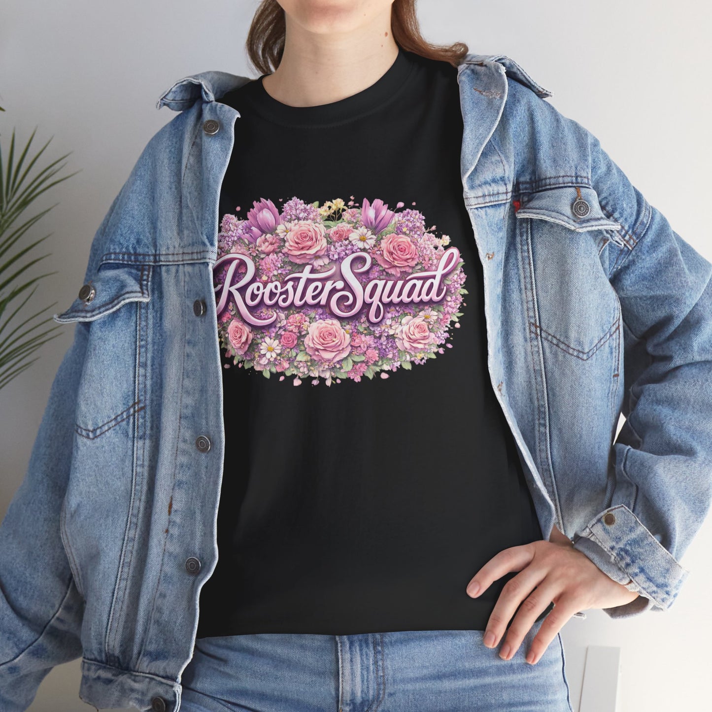 Rooster Squad Floral Tee — Vintage Pink Floral Graphic Shirt