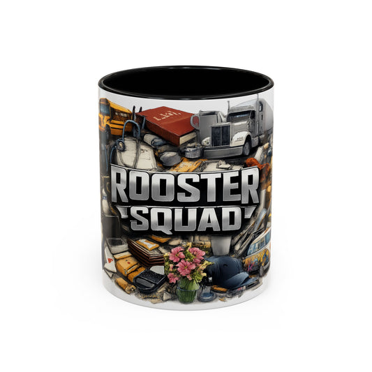 Rooster Squad Accent Coffee Mug — 'Rooster Squad, Loud and Proud' Bright Ceramic Mug