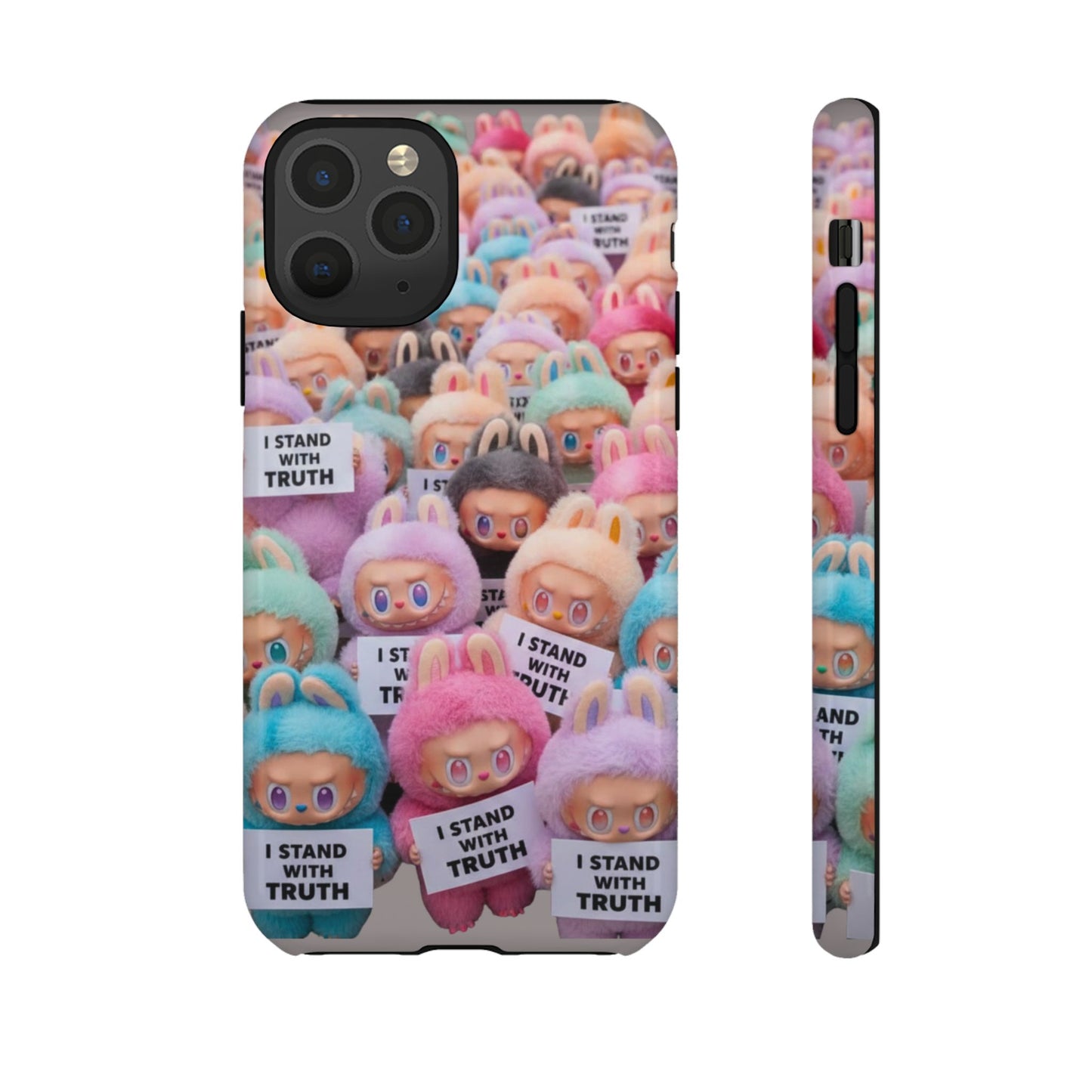 Cute Labubu  Phone Case — "I Stand With Truth" Pastel Doll Design