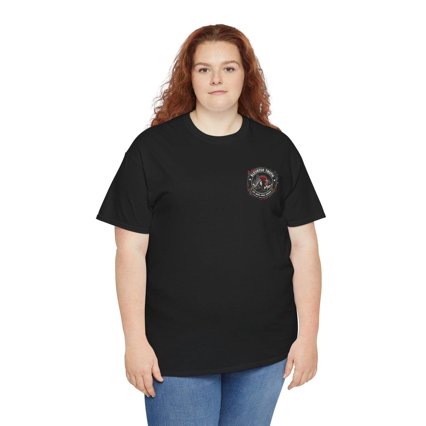 Rooster Squad Graphic Tee — Vintage Firefighter-Style Back Print