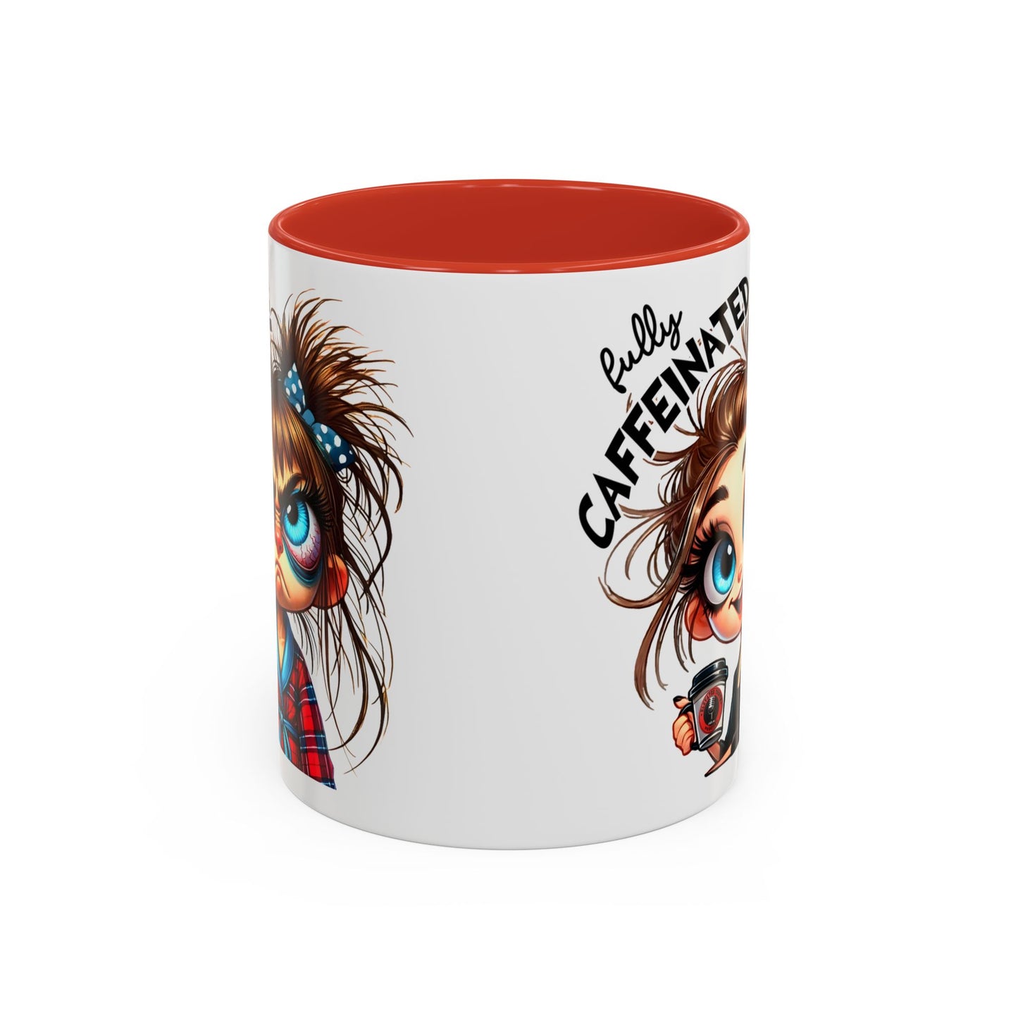 Funny Brown-Haired Girl Coffee Mug — "Messy Before Coffee, Fabulous After Coffee"