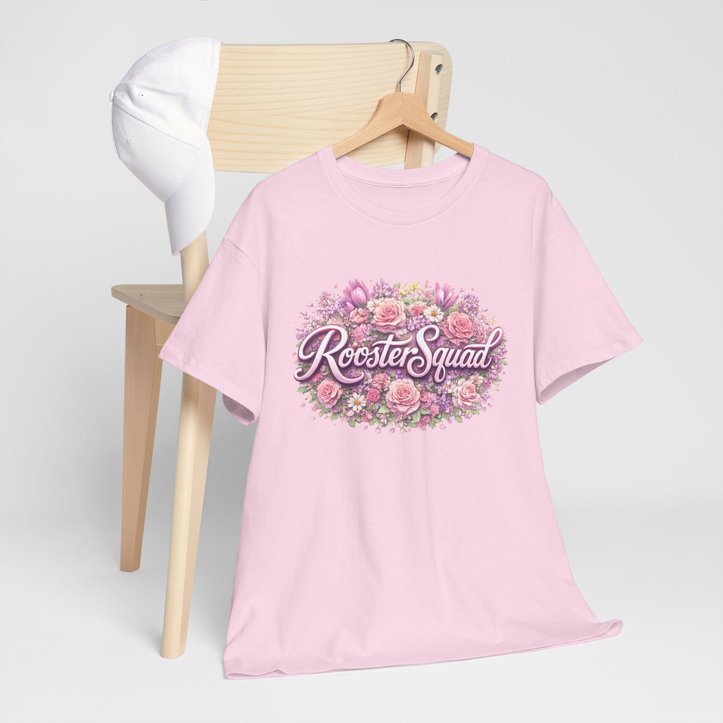 Rooster Squad Floral Tee — Vintage Pink Floral Graphic Shirt