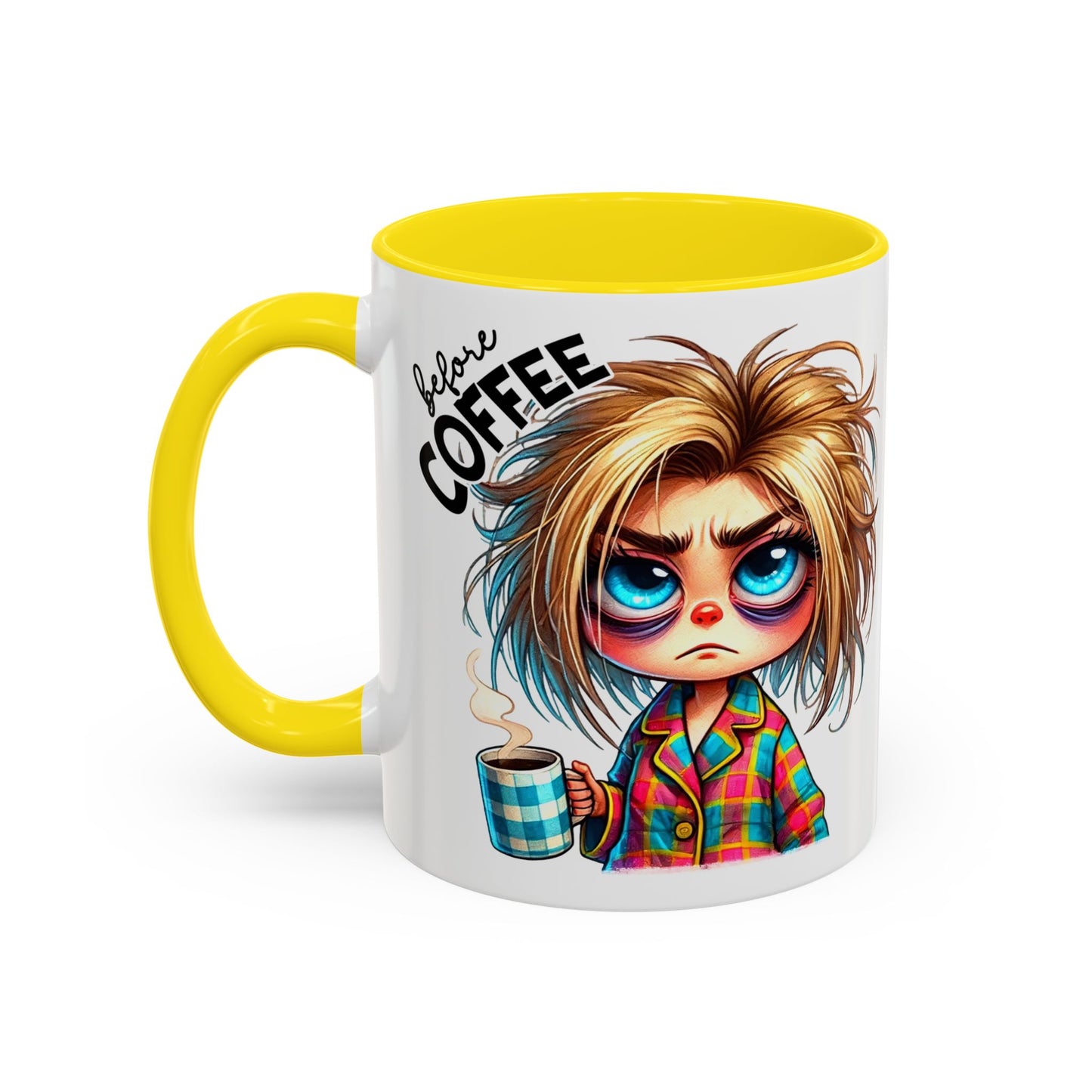 Accent Coffee Mug — Cute Blonde 'Fully Caffeinated' Coffee Lover Gift (11/15 oz)