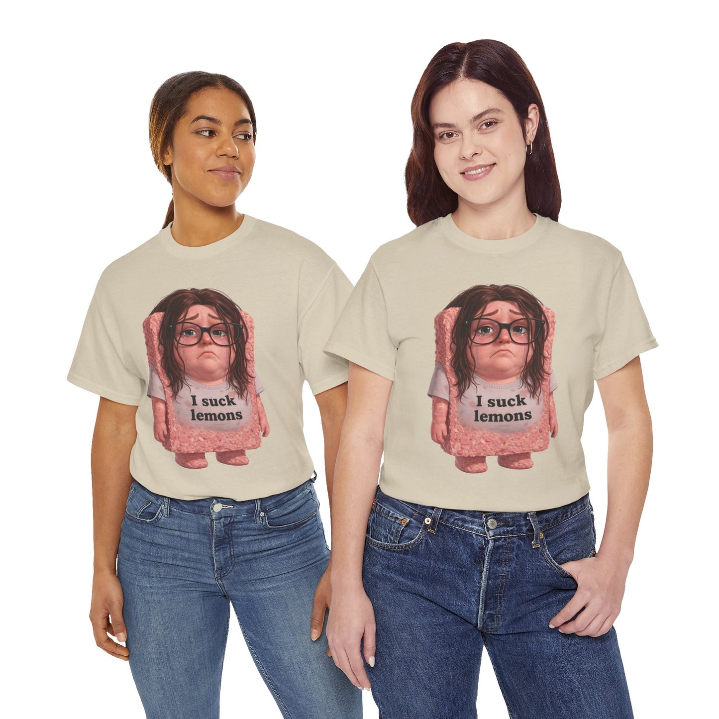 Graphic Tee — Cute Sad SPAM  Character with 'I suck lemons' Slogan