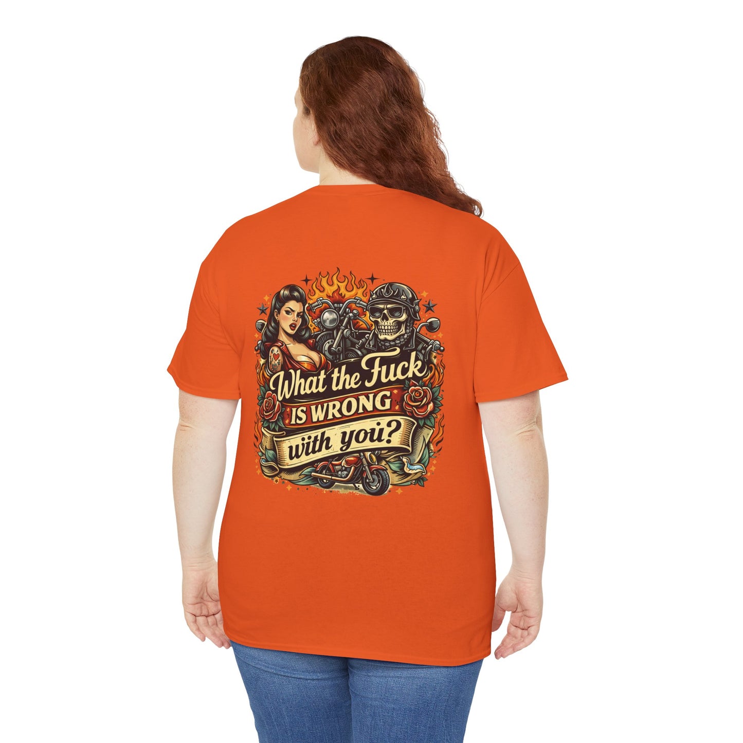 What the F**k Is Wrong With You? Graphic Tee — Retro Tattoo Skull & Pinup T-Shirt