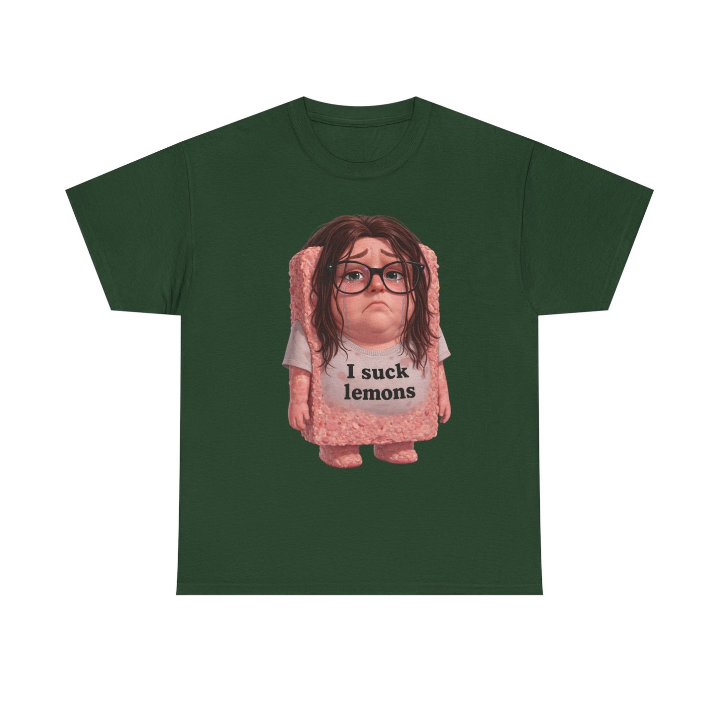 Graphic Tee — Cute Sad SPAM  Character with 'I suck lemons' Slogan