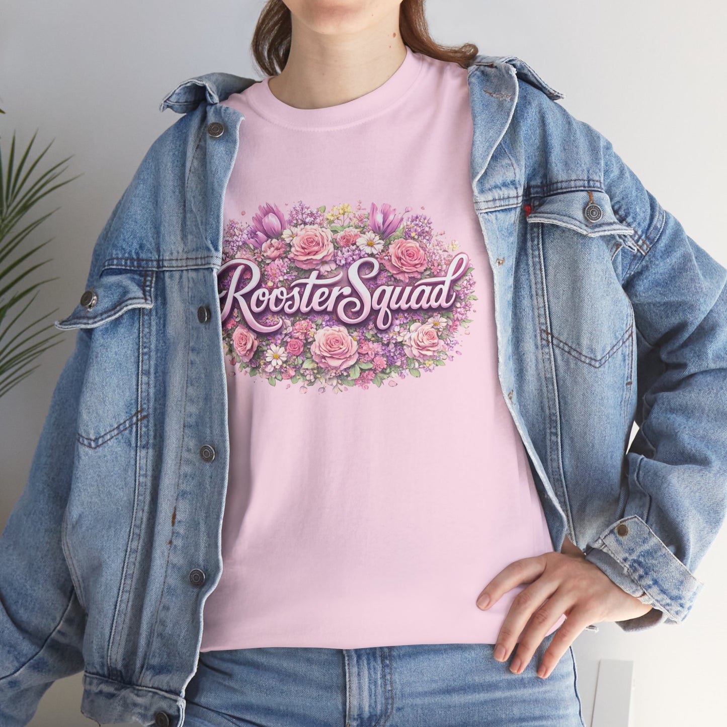 Rooster Squad Floral Tee — Vintage Pink Floral Graphic Shirt