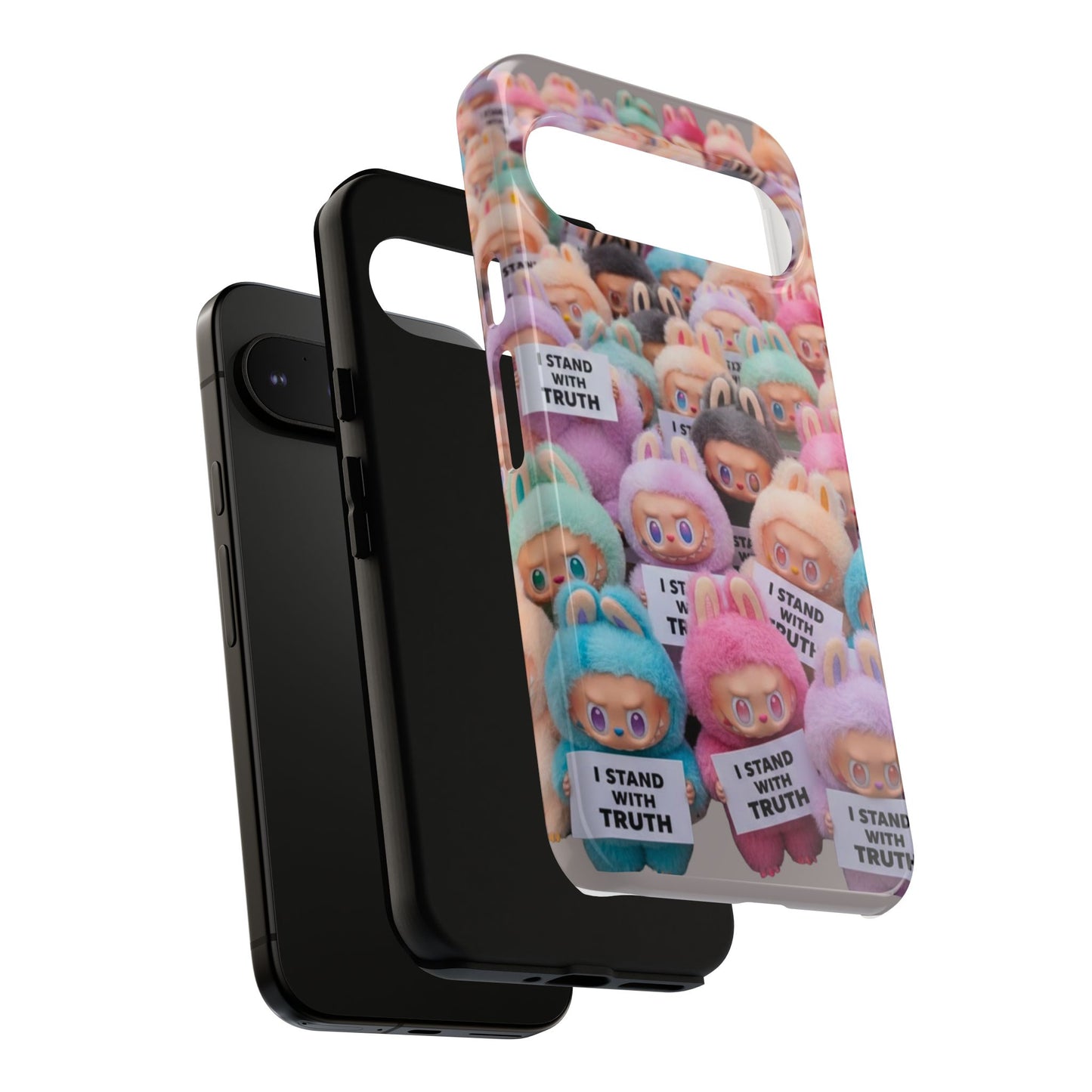 Cute Labubu  Phone Case — "I Stand With Truth" Pastel Doll Design