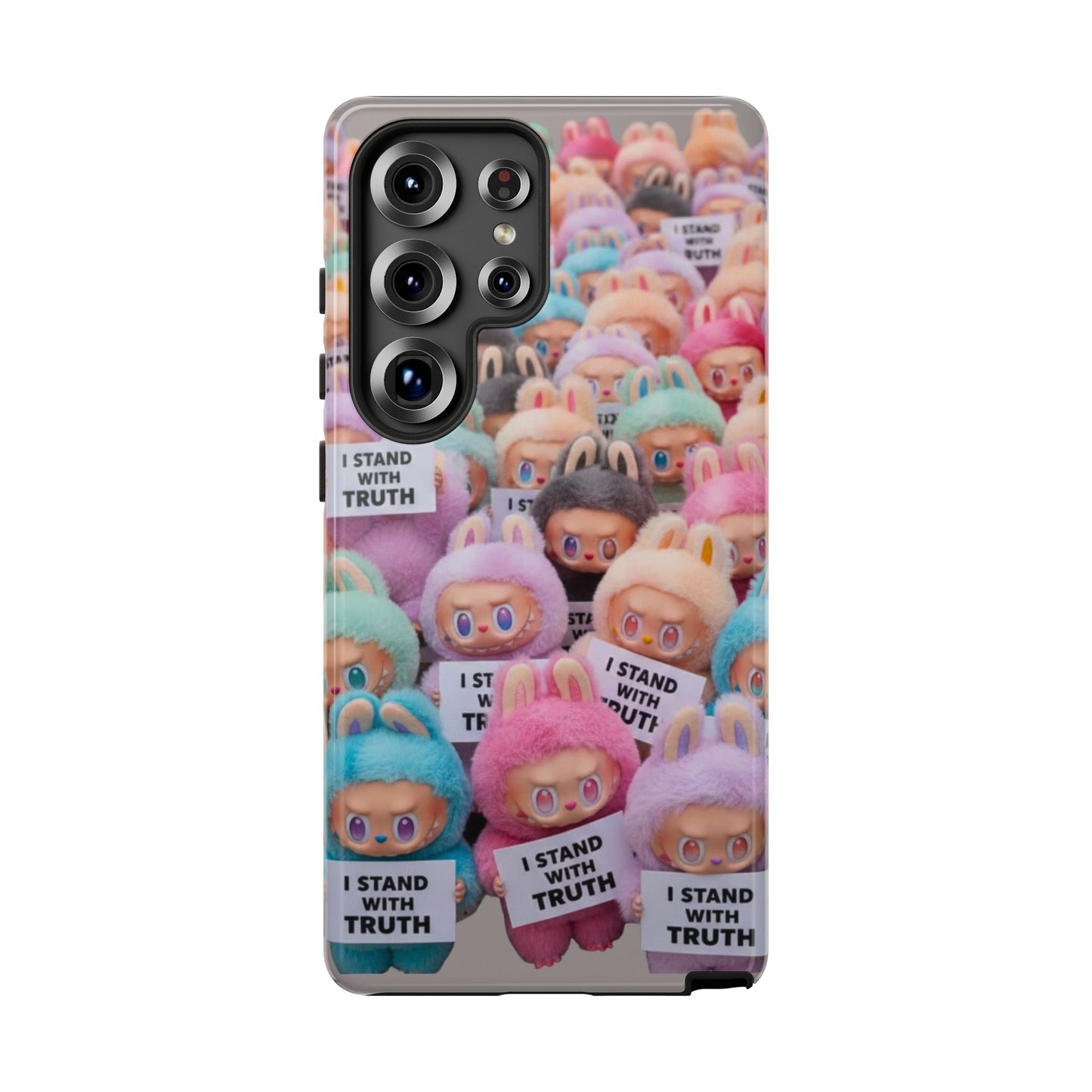 Cute Labubu  Phone Case — "I Stand With Truth" Pastel Doll Design