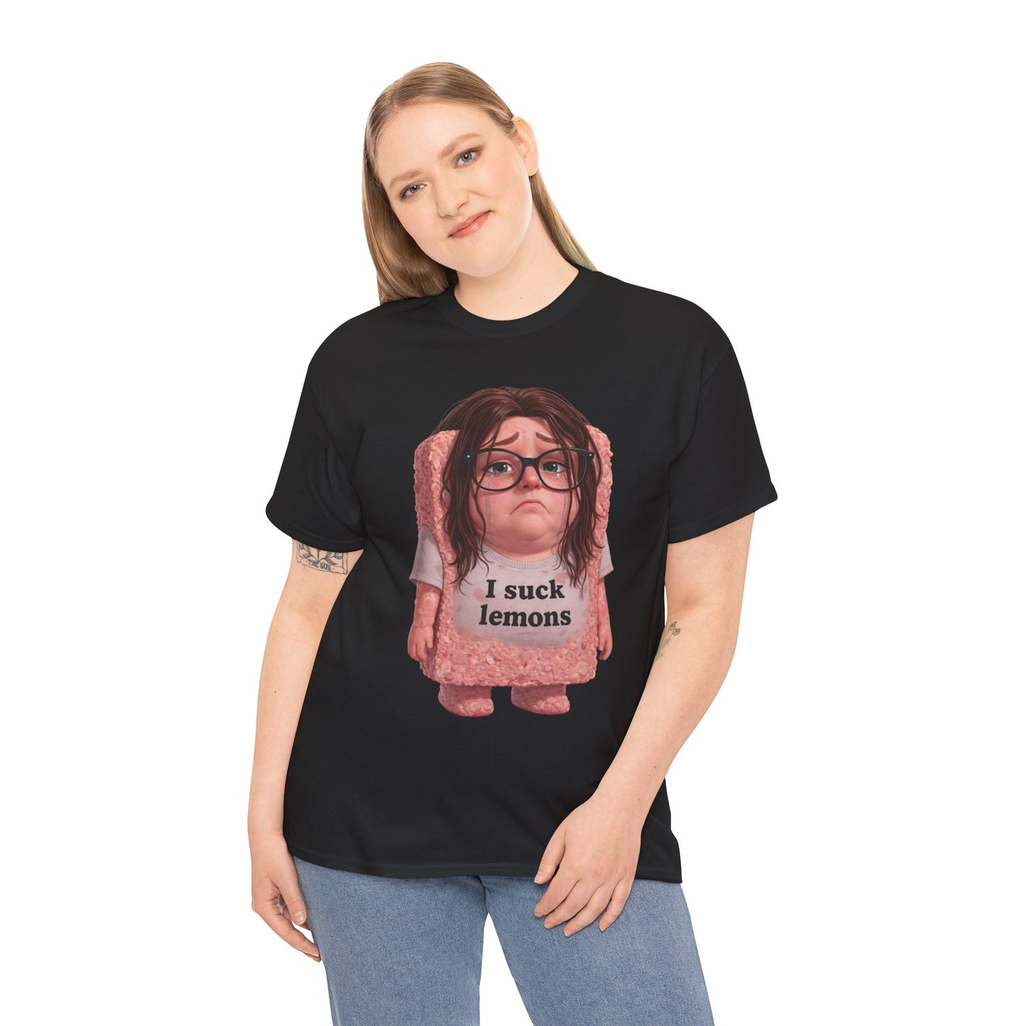 Graphic Tee — Cute Sad SPAM  Character with 'I suck lemons' Slogan
