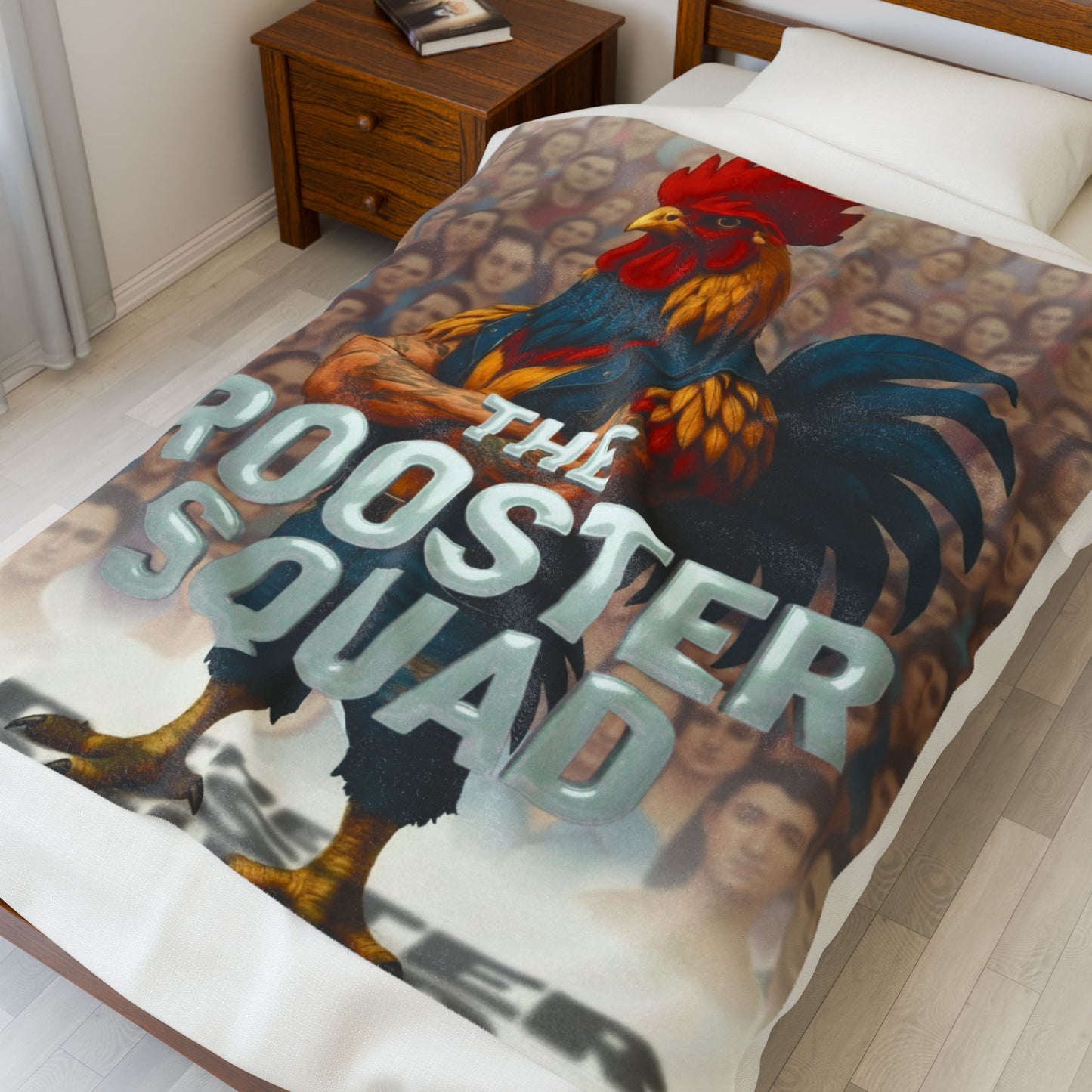The Rooster Squad- We are Better Together- ALL VOICES  Velveteen Plush Blanket — Cozy Novelty Rooster Throw