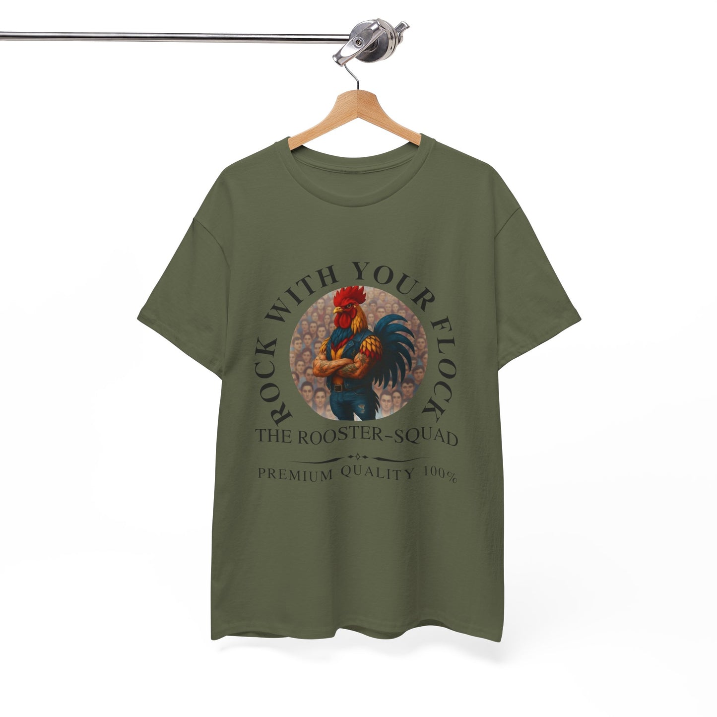 Rooster Squad Tee — "Rock With Your Flock" Vintage Rooster Graphic T-Shirt