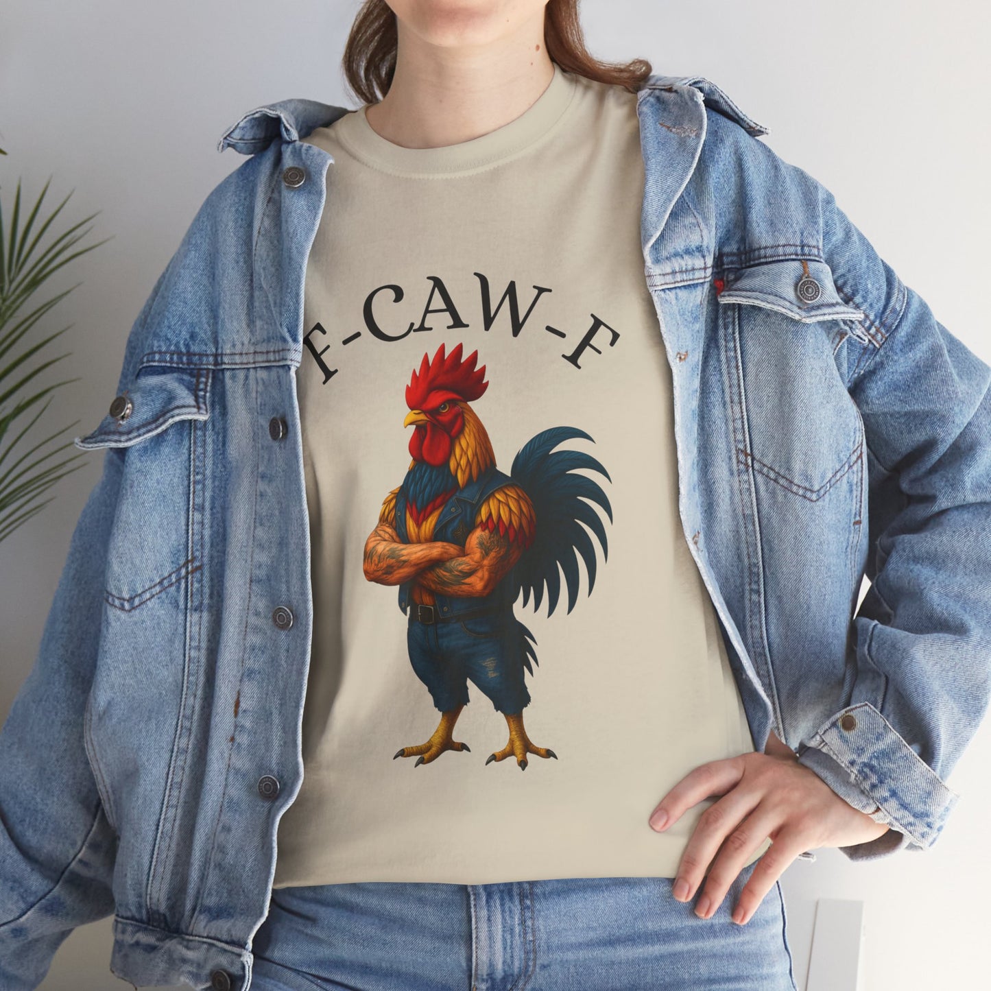 F-CAW-F Rooster Graphic Tee — Funny Rooster Illustration Shirt