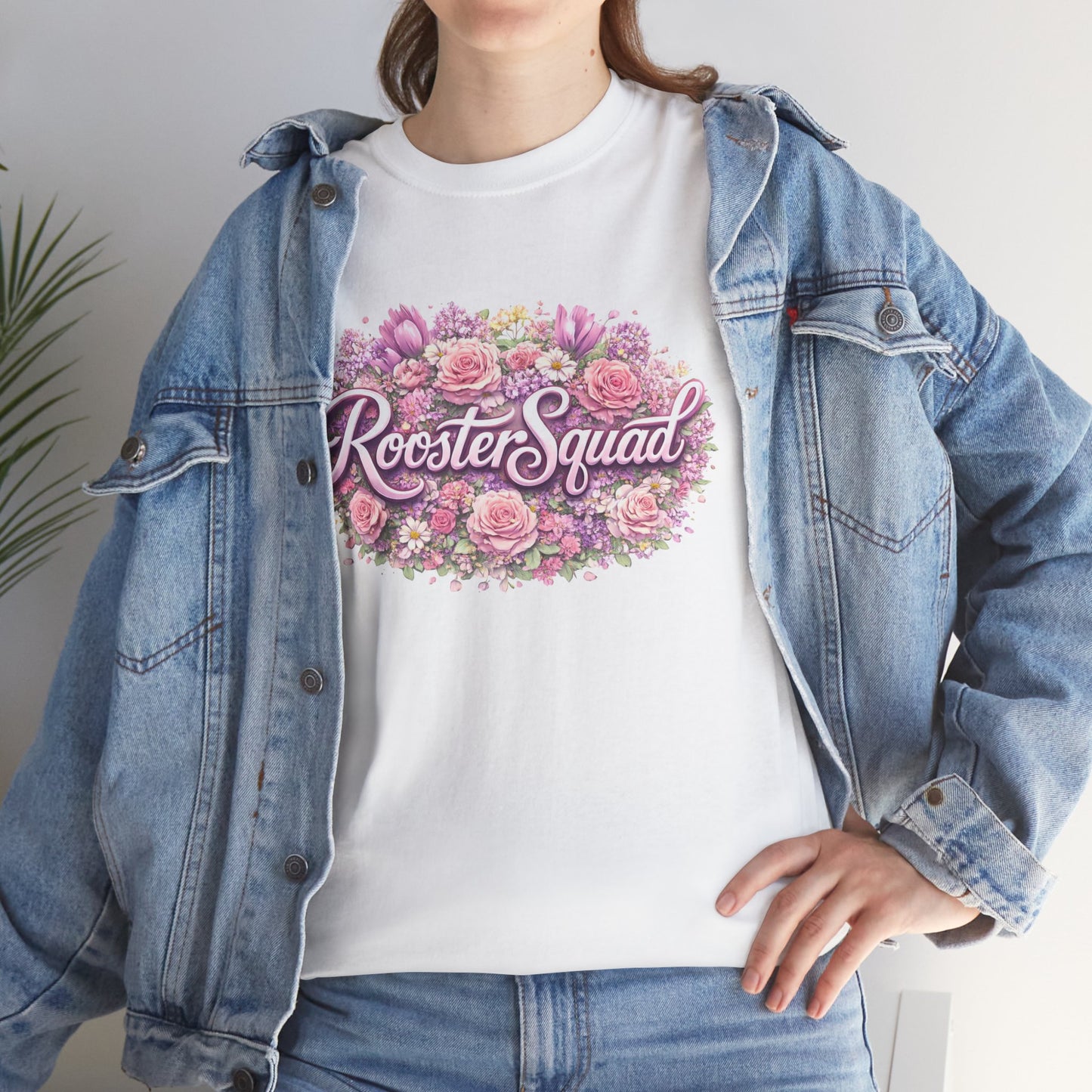 Rooster Squad Floral Tee — Vintage Pink Floral Graphic Shirt