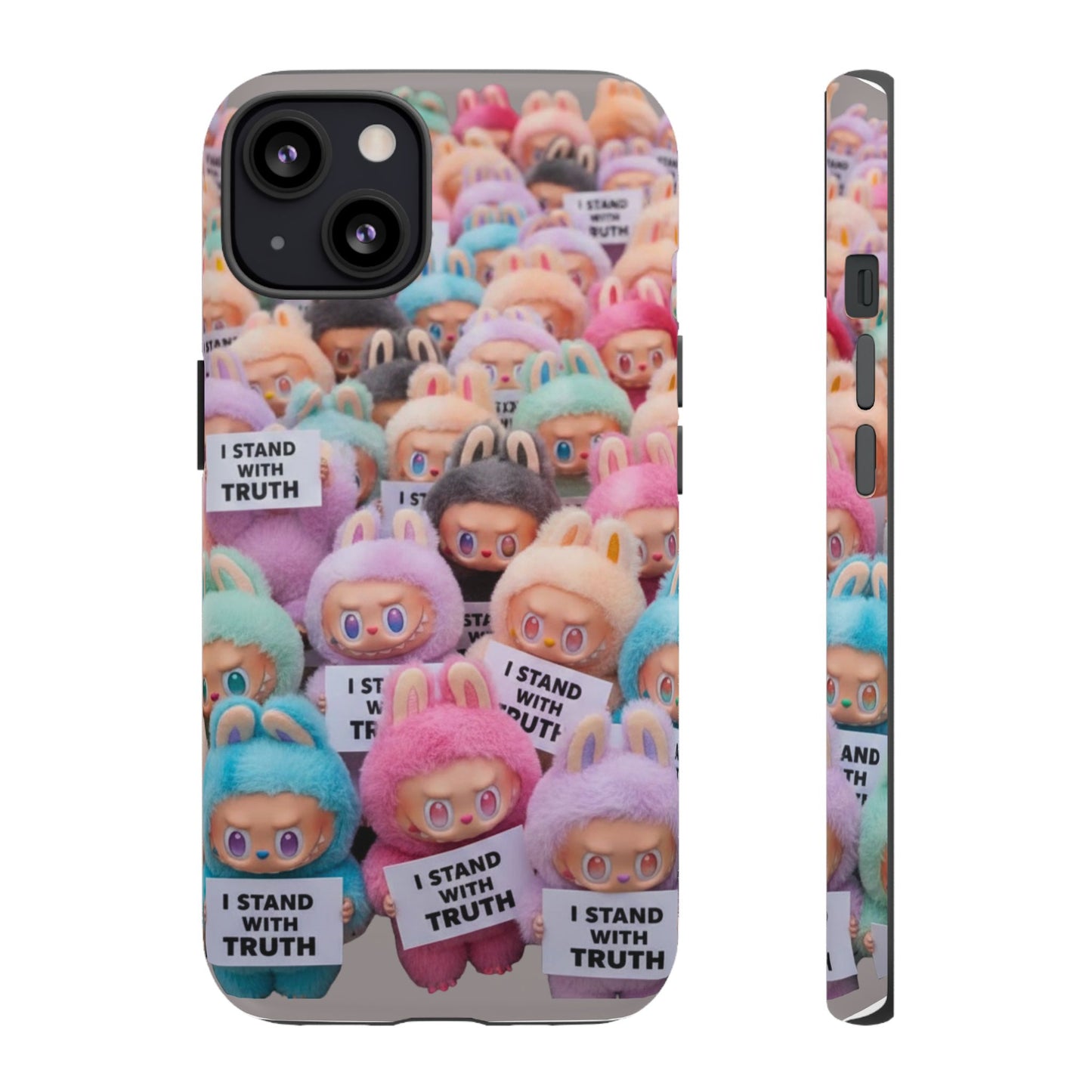 Cute Labubu  Phone Case — "I Stand With Truth" Pastel Doll Design