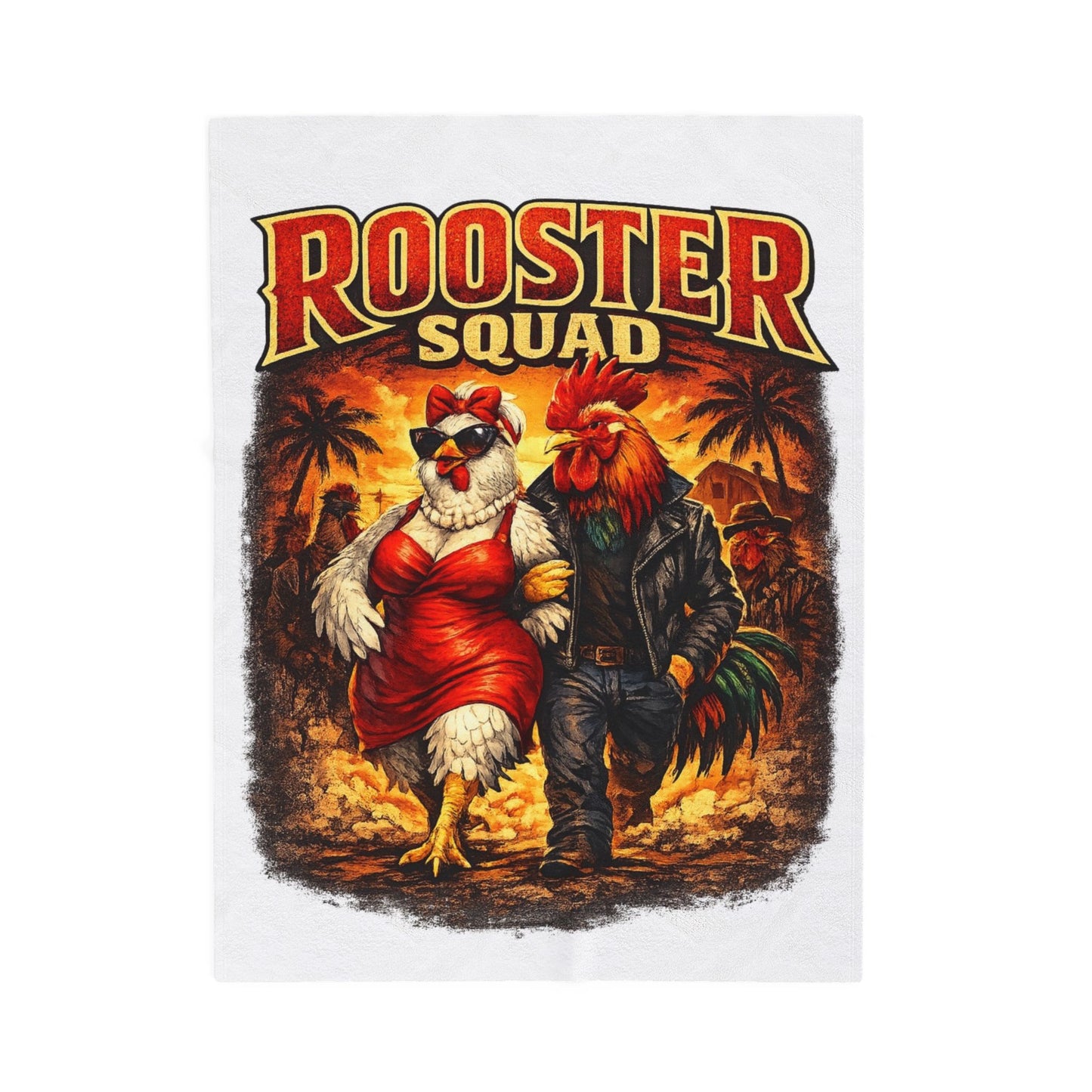 Rooster Squad Velveteen Plush Blanket — Cozy Farmhouse Throw for Chicken Lovers