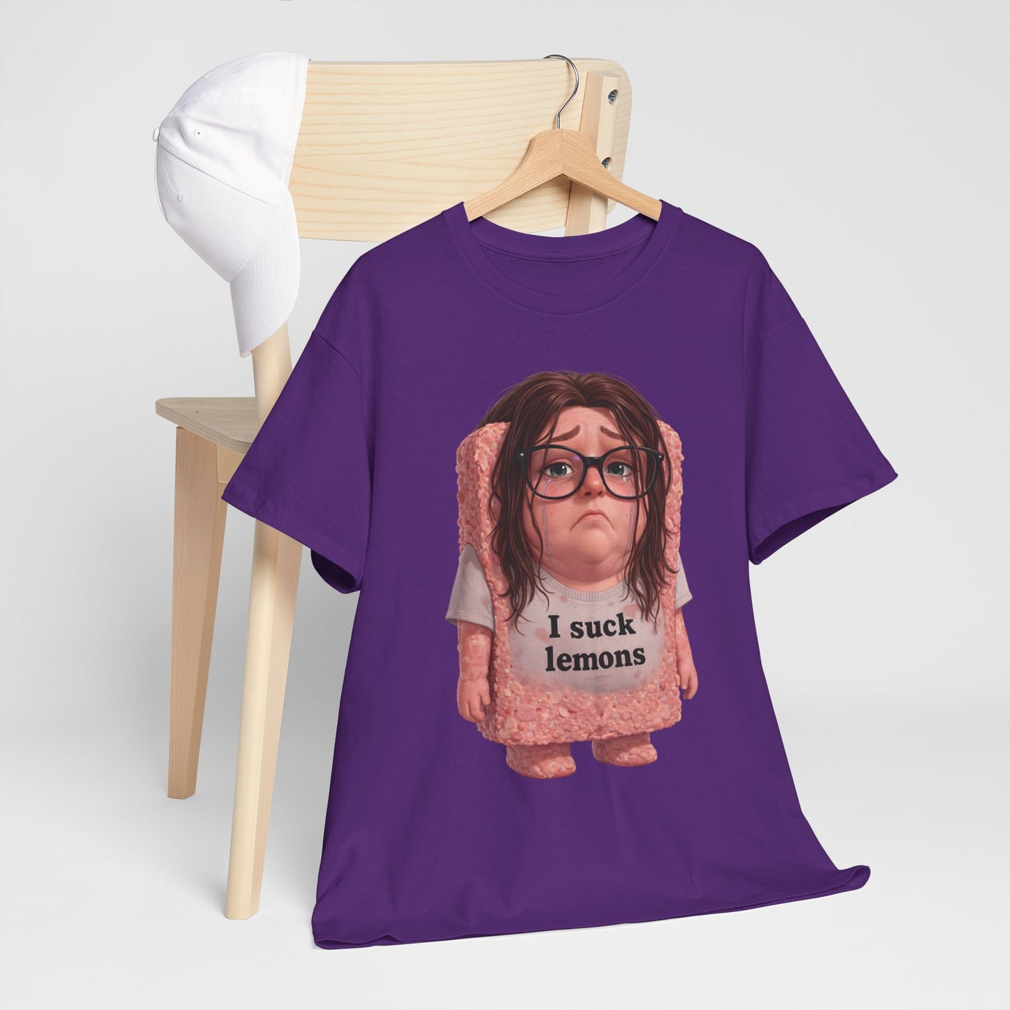 Graphic Tee — Cute Sad SPAM  Character with 'I suck lemons' Slogan