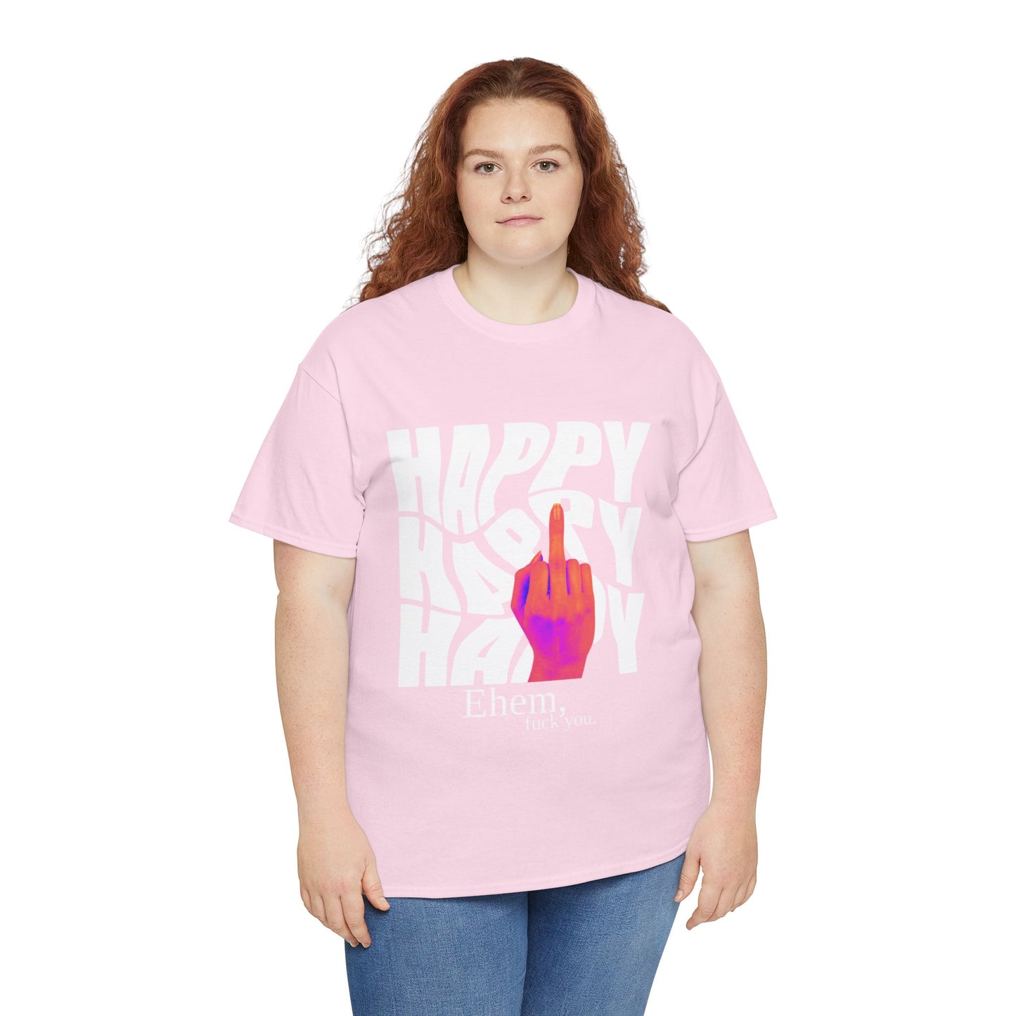 Happy Middle Finger Tee — "Ehem, fuck you." Graphic T-Shirt