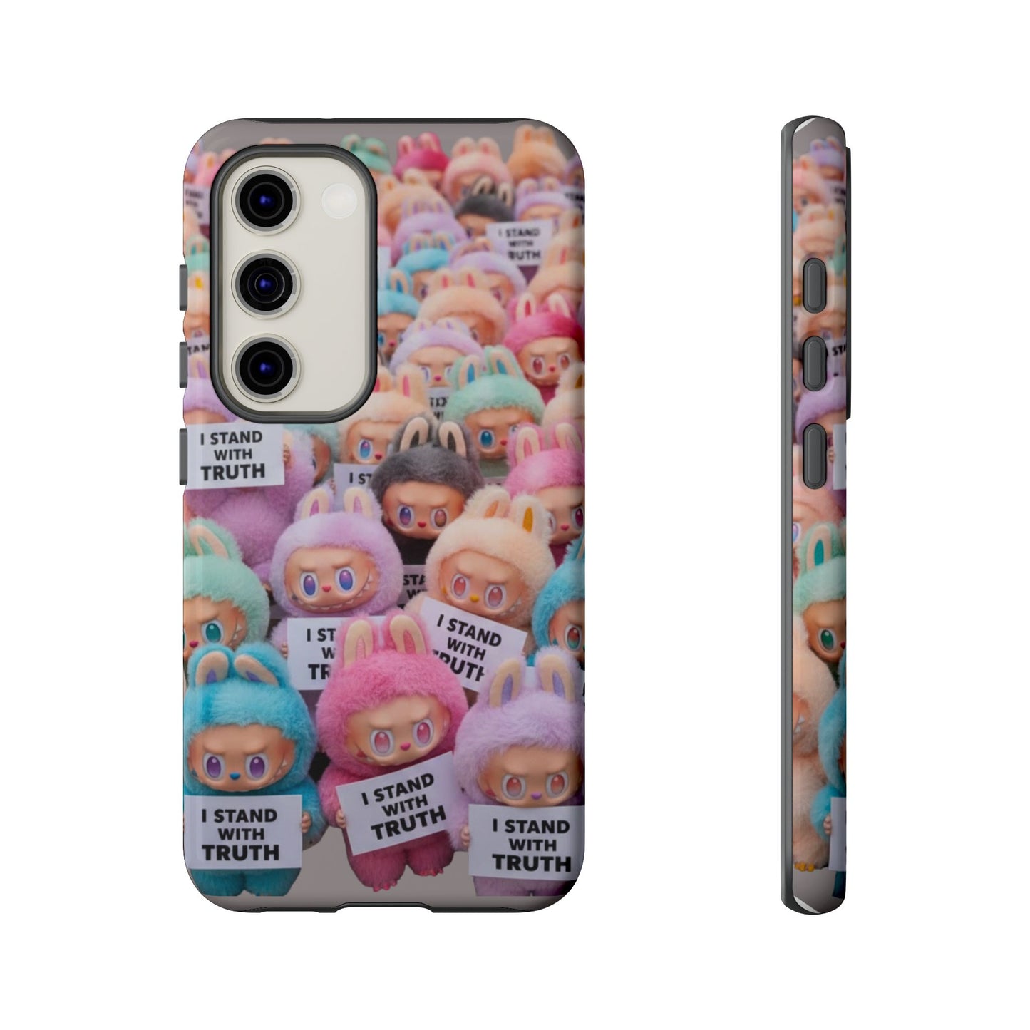 Cute Labubu  Phone Case — "I Stand With Truth" Pastel Doll Design