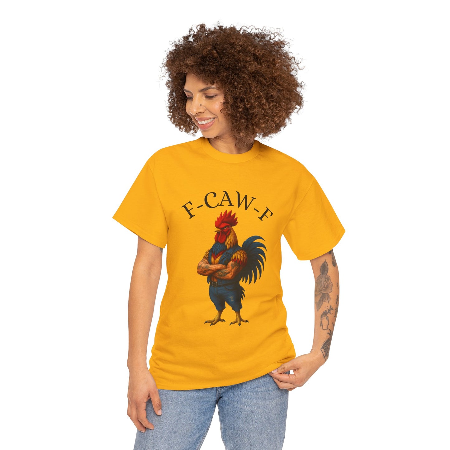 F-CAW-F Rooster Graphic Tee — Funny Rooster Illustration Shirt
